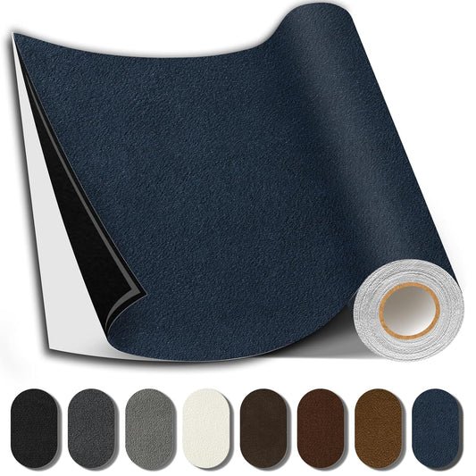 Suede Repair Patch, 35X79 Inch Fabric Large Repair Tape, Self-Adhesive Patches for Furniture, Sofa, Car Interior, Shoes, Hand Bag, Clothing (Dark Blue, 35X79 Inch)
