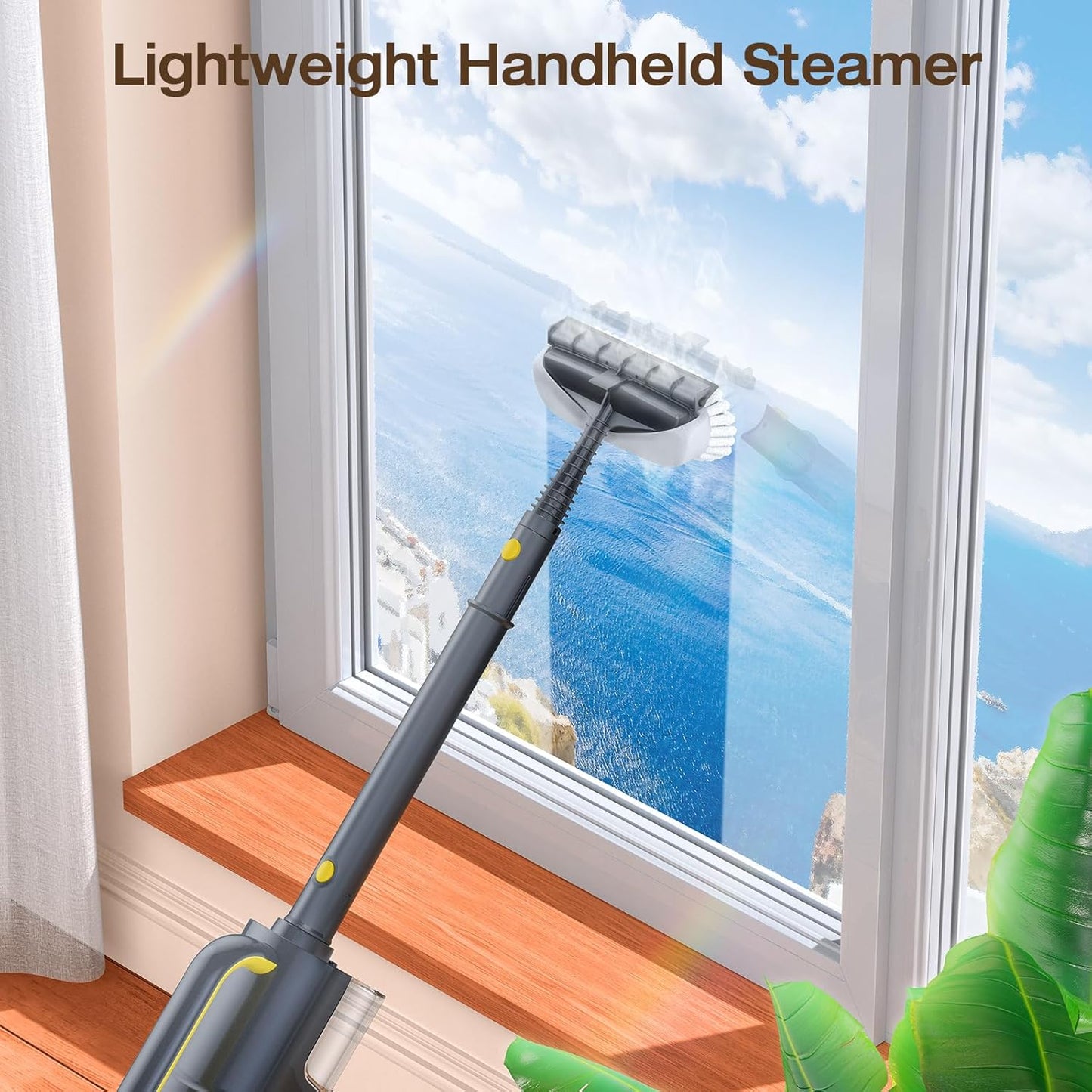 ScrubWiz Steam Mop Cleaner with Detachable Handheld Steamer, 10-in-1 Multi Accessories, Washable Microfiber Pads, 350ml and 2 Adjustable Levels for Cleaning Floor, Carpet, Grill, Tile, and Grout, Gray