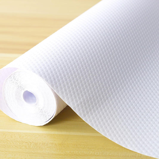 Cabinet Shelf Liner 11 Inch Wide X 20 Ft Non-Slip Kitchen Drawer Liners Waterproof & Oil-Proof Drawer Liners for Cupboard Pantry Non Adhesive Refrigerator Shelf Liner Strong Grip Cabinet Mat (White)