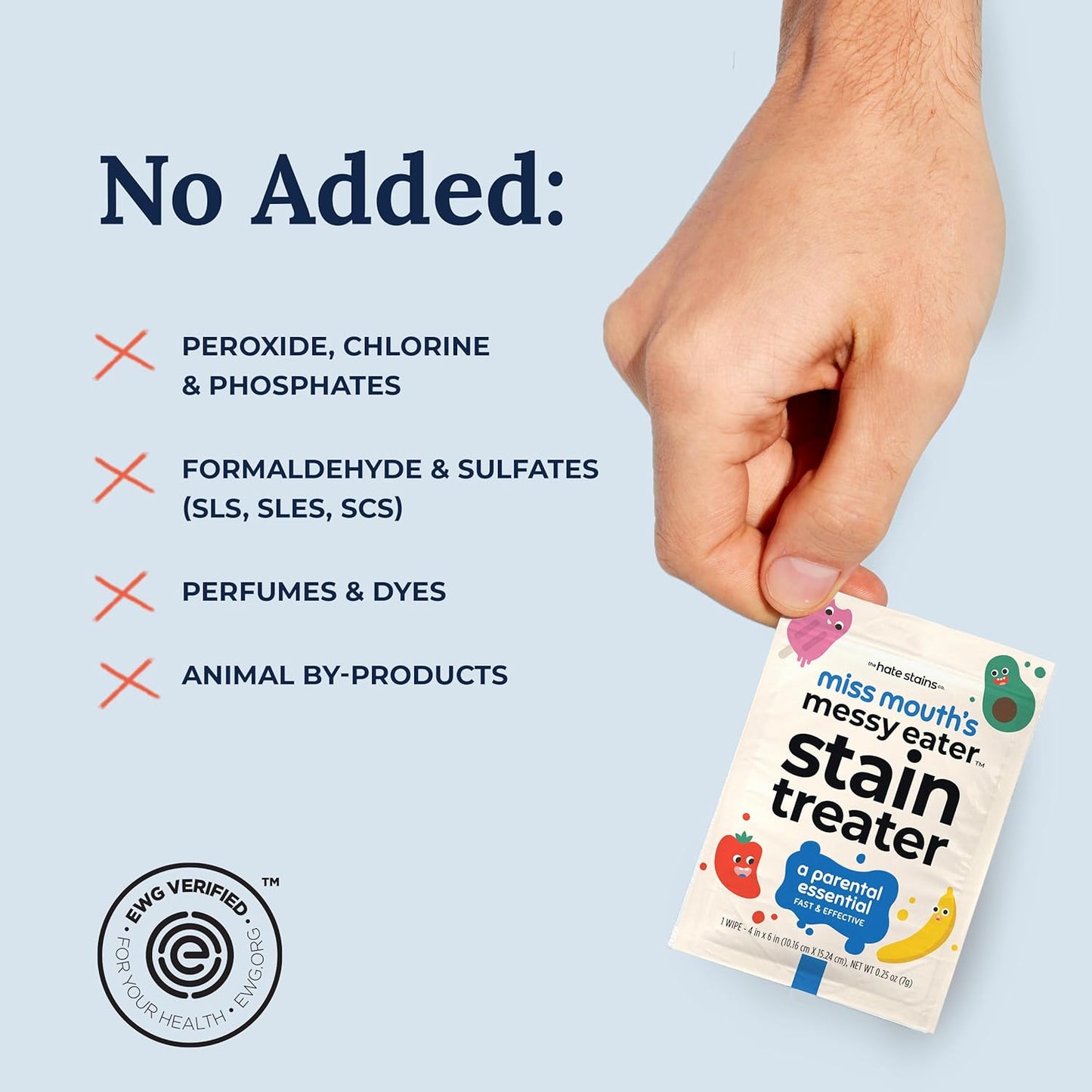 Miss Mouth's Messy Eater Stain Treater Wipes - 25 Pack Stain Remover - Newborn & Baby Essentials - No Dry Cleaning Food, Grease, Coffee Off Laundry, Underwear, Fabric