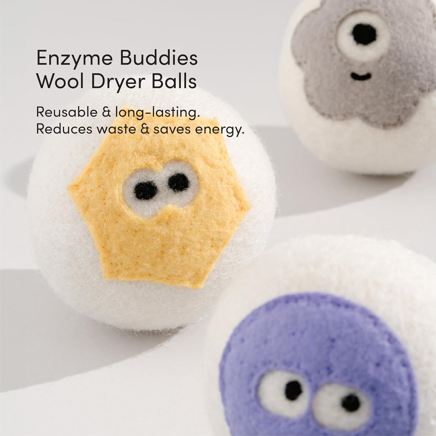 Dirty Labs | 100% New Zealand Wool Enzyme Buddies Dryer Balls | 3 Balls | Shorten Drying Time | Reduce Static & Wrinkles | Dryer Sheet & Fabric Softener Alternative