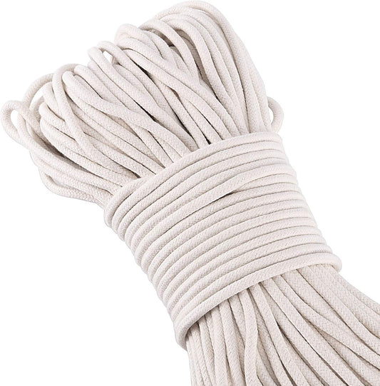 328 Feet 1/4 Inch White Natural Cotton Rope, Cotton Clothesline Rope, All-Purpose Craft Rope for Clothes Hanger, Garden Flower Potted Plants, Laundry Line Dryer
