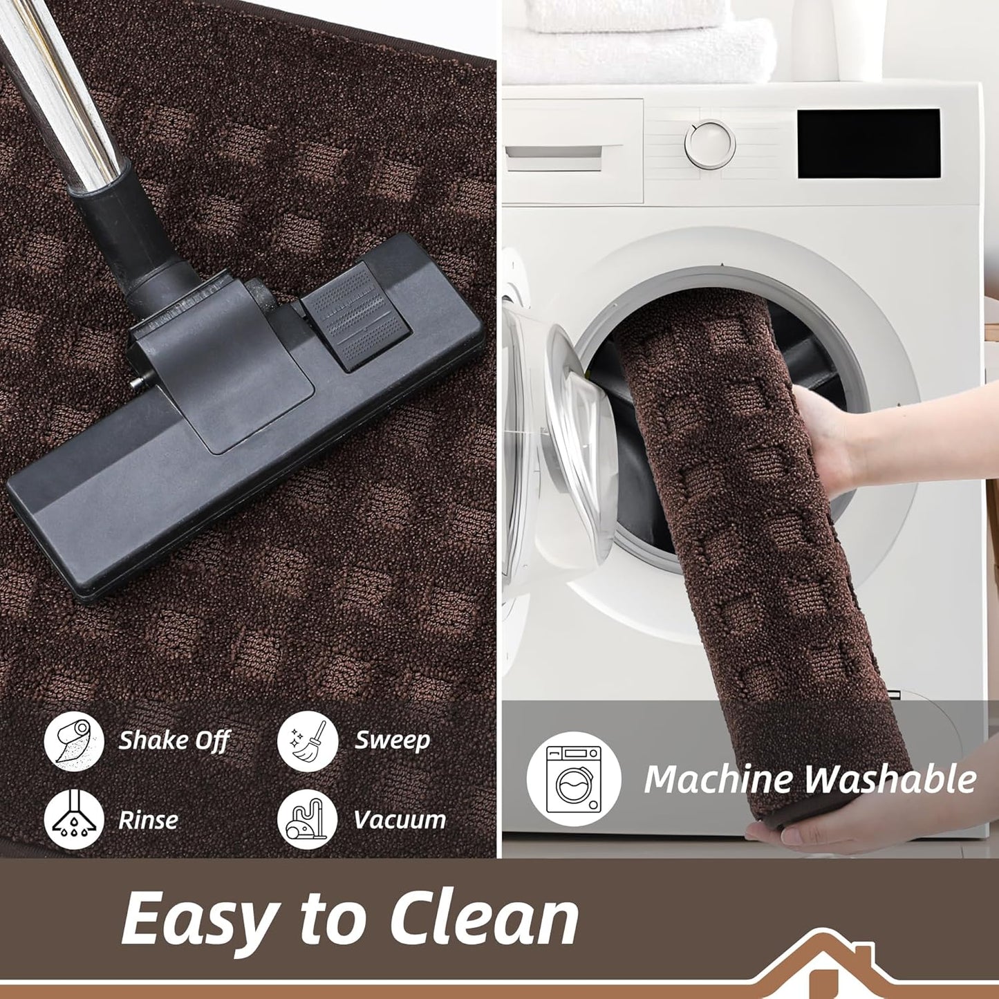 BEQHAUSE Waffle Door Mats Indoor 36"x60", Dog Mat for Muddy Paws Absorbent and Dirt Resist Floor Mats Non-Slip Washable Rugs for Entryway, Welcome Mat for Front Back Door, Muddy Wet Shoes, Dark Brown