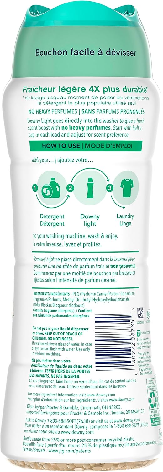 Downy Light Laundry Scent Booster Beads for Washer, Woodland Rain, 18.2 oz, with No Heavy Perfumes