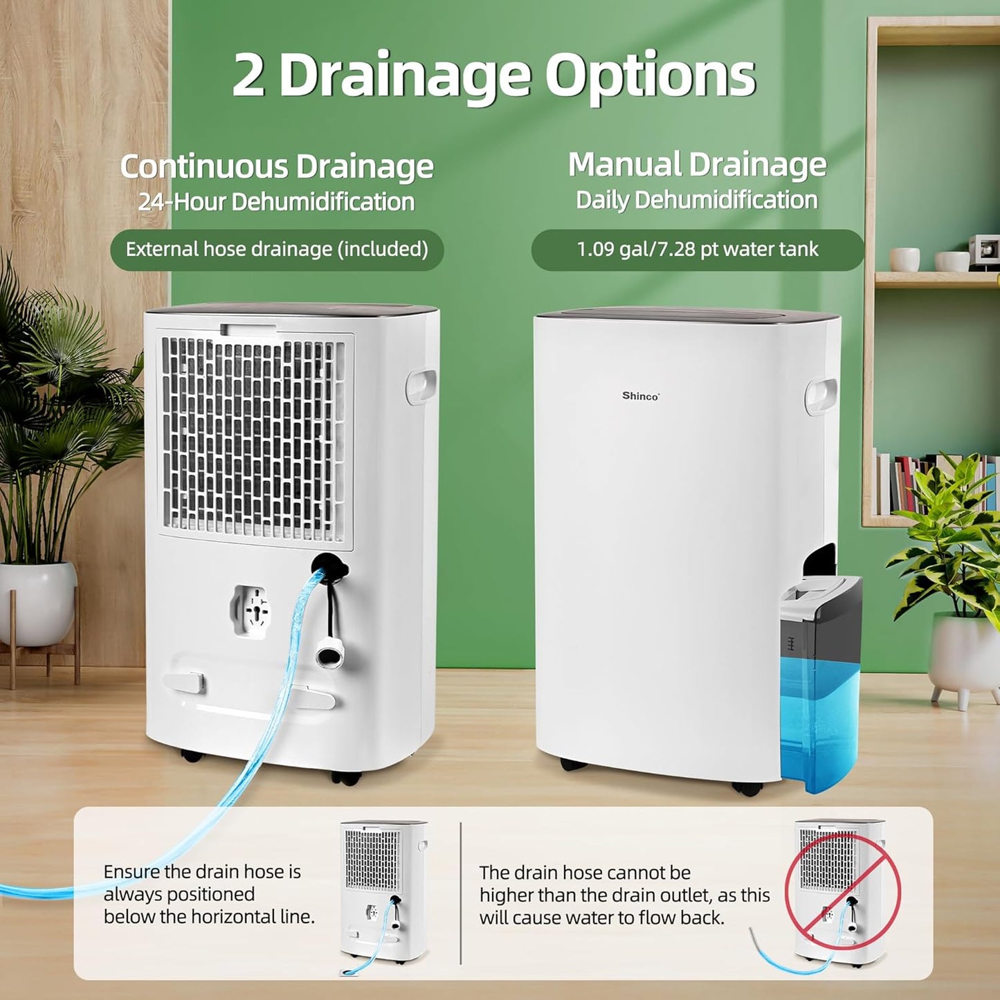 Shinco 86 Pints Dehumidifier for Home and Basements, 5000 Sq.Ft Dehumidifiers with Drain Hose, Auto or Manual Drainage, Auto Defrost, Quietly Remove Moisture, Intelligent Humidity Control, 24HR Timer