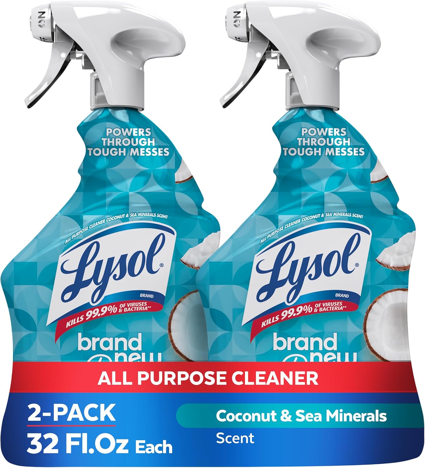 Lysol All Purpose Cleaner Spray, Multi-Purpose Disinfecting Spray, Kitchen & Bathroom Cleaner, Coconut & Sea Minerals 32 oz (Pack of 2)