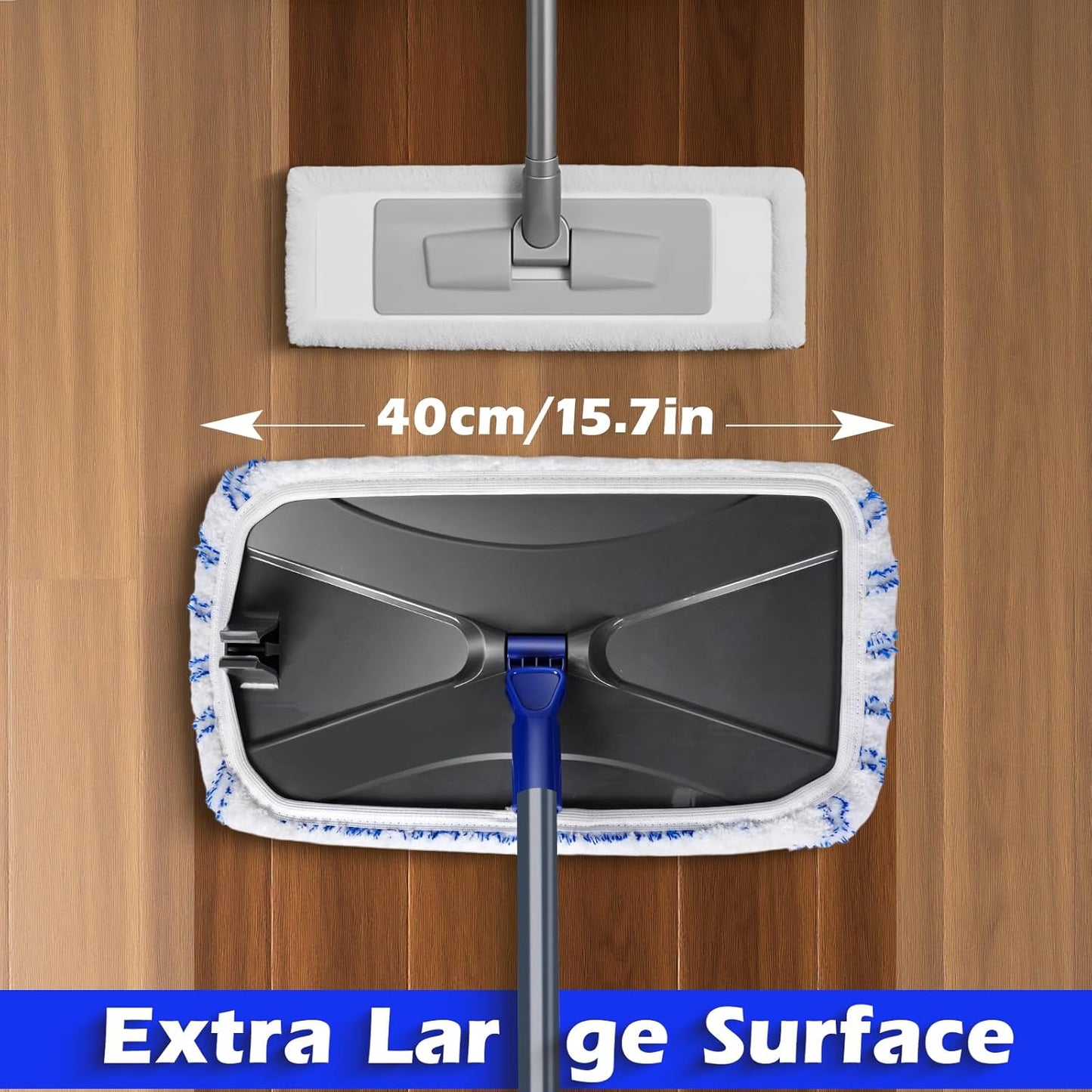 MASTERTOP Microfibre Flat Mop, Extended Wet Dry Large Floor Mop with 5 Reusable Pads & Telescopic Handle, Dust Mops for Laminate Wooden Hard Floor Vinyl Tile Floors Cleaning - Send 1 Cleaning Scraper