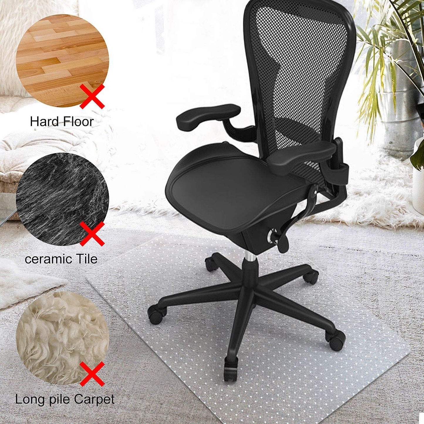 Kuyal Desk Chair Mat for Carpet, 36'' x 48'' Rectangle Transparent Mats for Chairs Good for Desks, Office and Home, Easy Glide, Protects Floors for Low and No Pile Carpeted Floors