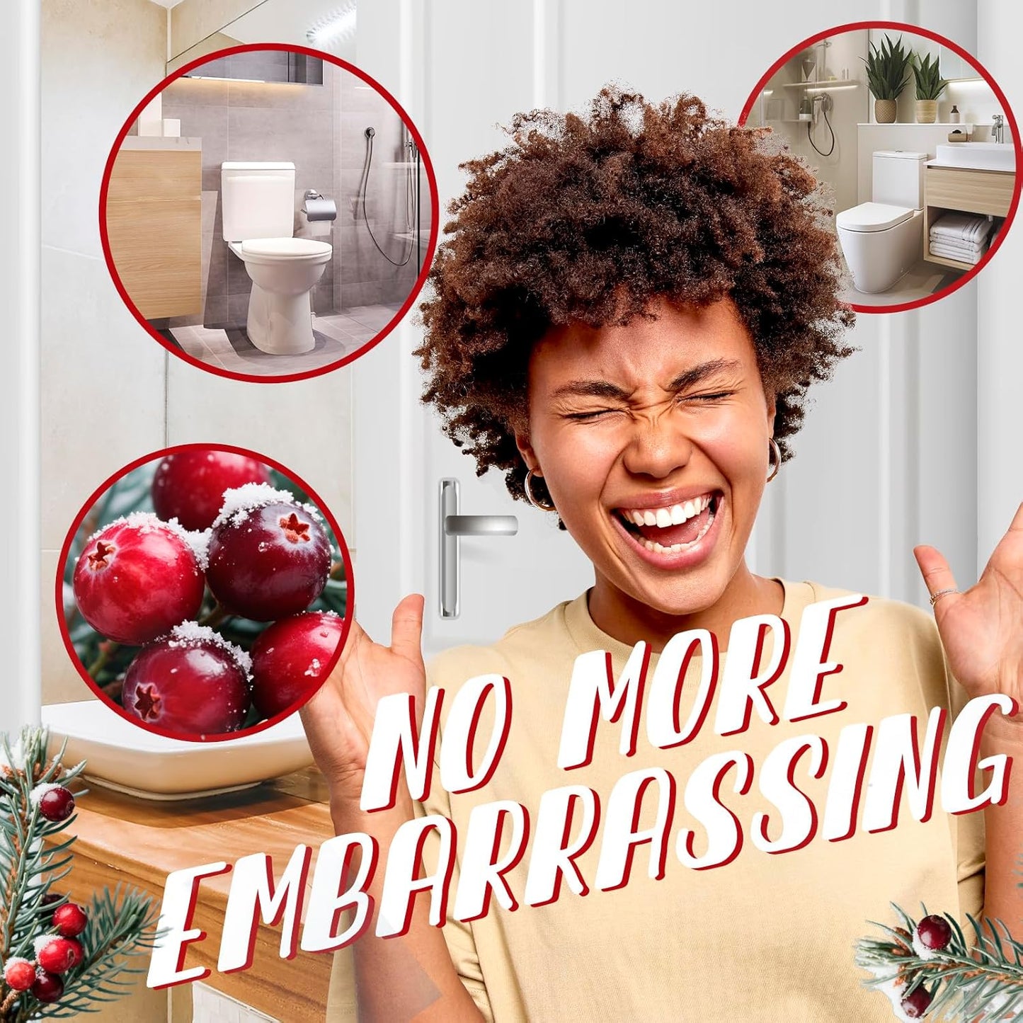 Holiday Toilet Spray, Bright Berry, 4 Fl.Oz, Up to 200 Uses, Travel Essentials, Bathroom Odor Deodorizer, Air Freshener Spray