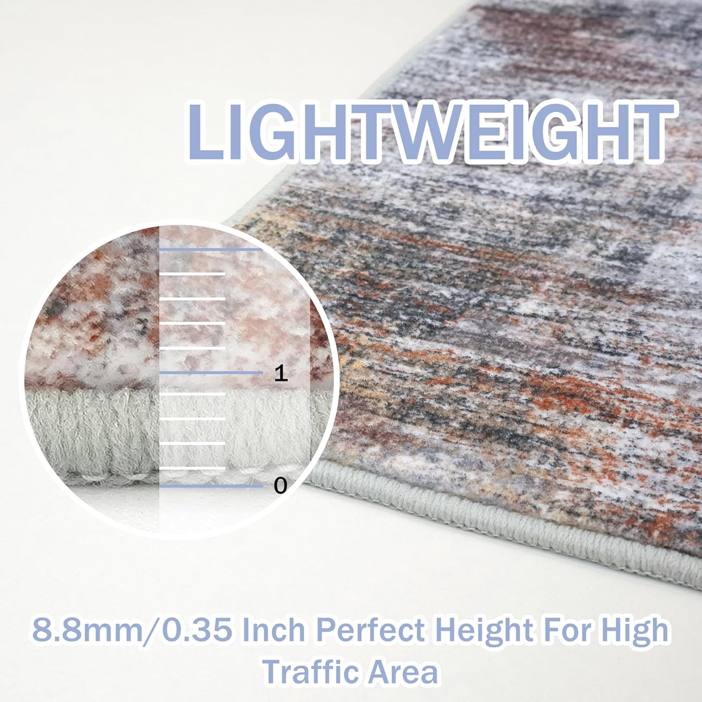 IOHOUZE Abstract Runner Rug 2x5 Ft Washable Runners for Hallways, Non Slip Kitchen Runner Soft Printed Faux Wool Entryway Runner Indoor, Modern Abstract Floor Carpet for Hall Bedroom, Orange Grey