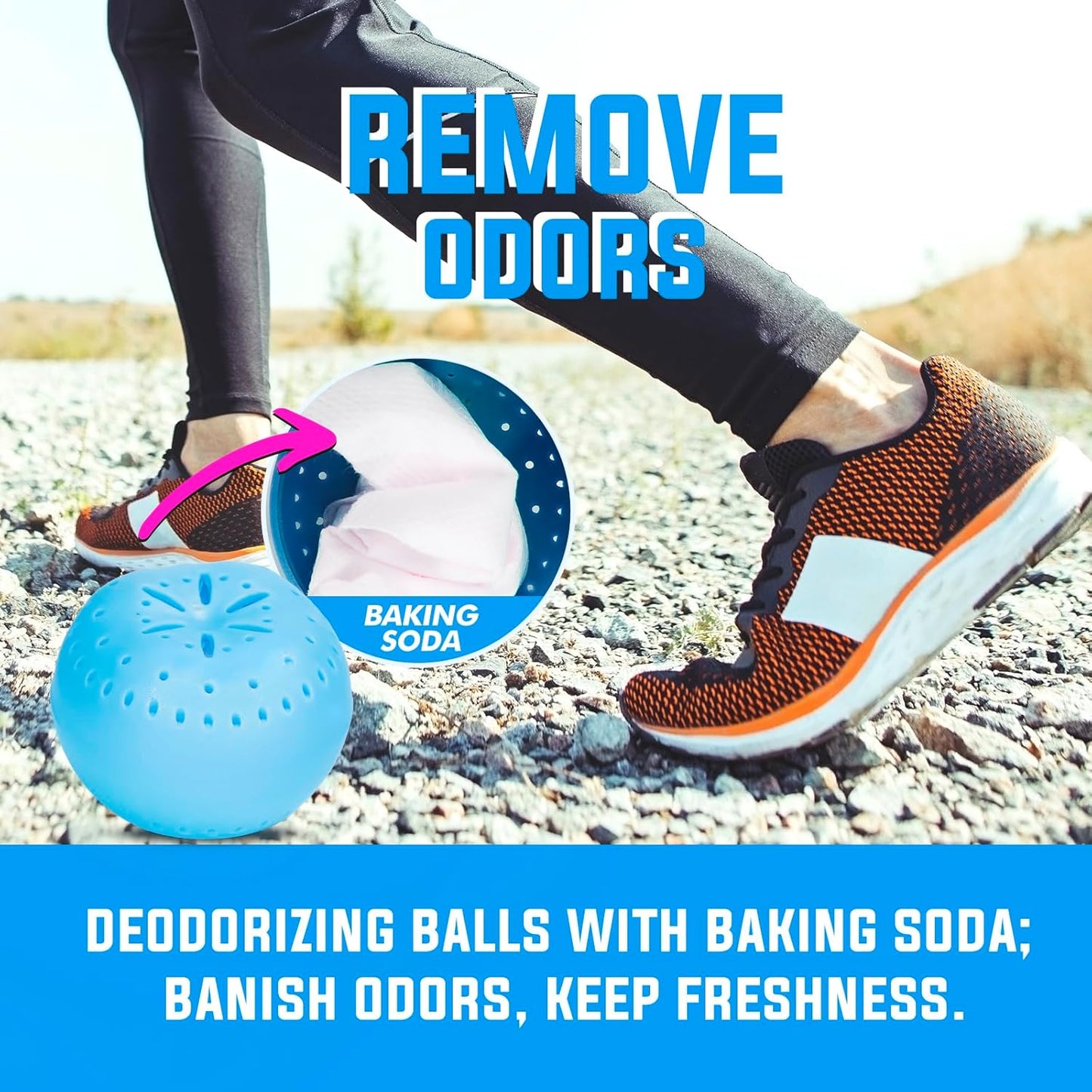 9 Pack Baking Soda Deodorizers, Fresh Scent Shoe Deodorizer Balls, Air Freshener for Home, Odor Eliminator for Closets Bathroom Pets, Up to 80 Days