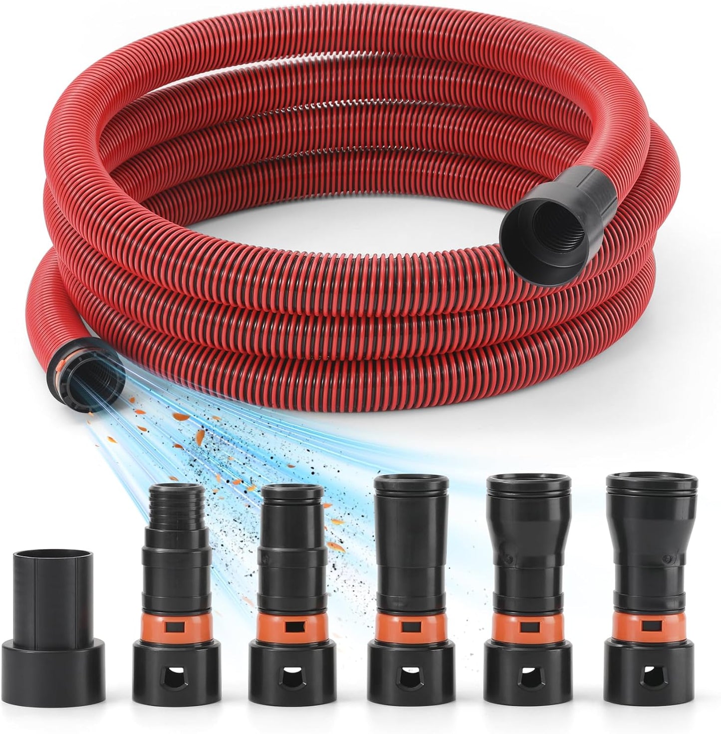 Klabb 10 Feet Dust Collection Hose Kit for Home and Shop Vacuums System with 6 Adapters of Woodworking Power Tool and Sander,Compatible with Multi-Brands Power Tool Adapter Set for Dust Collection