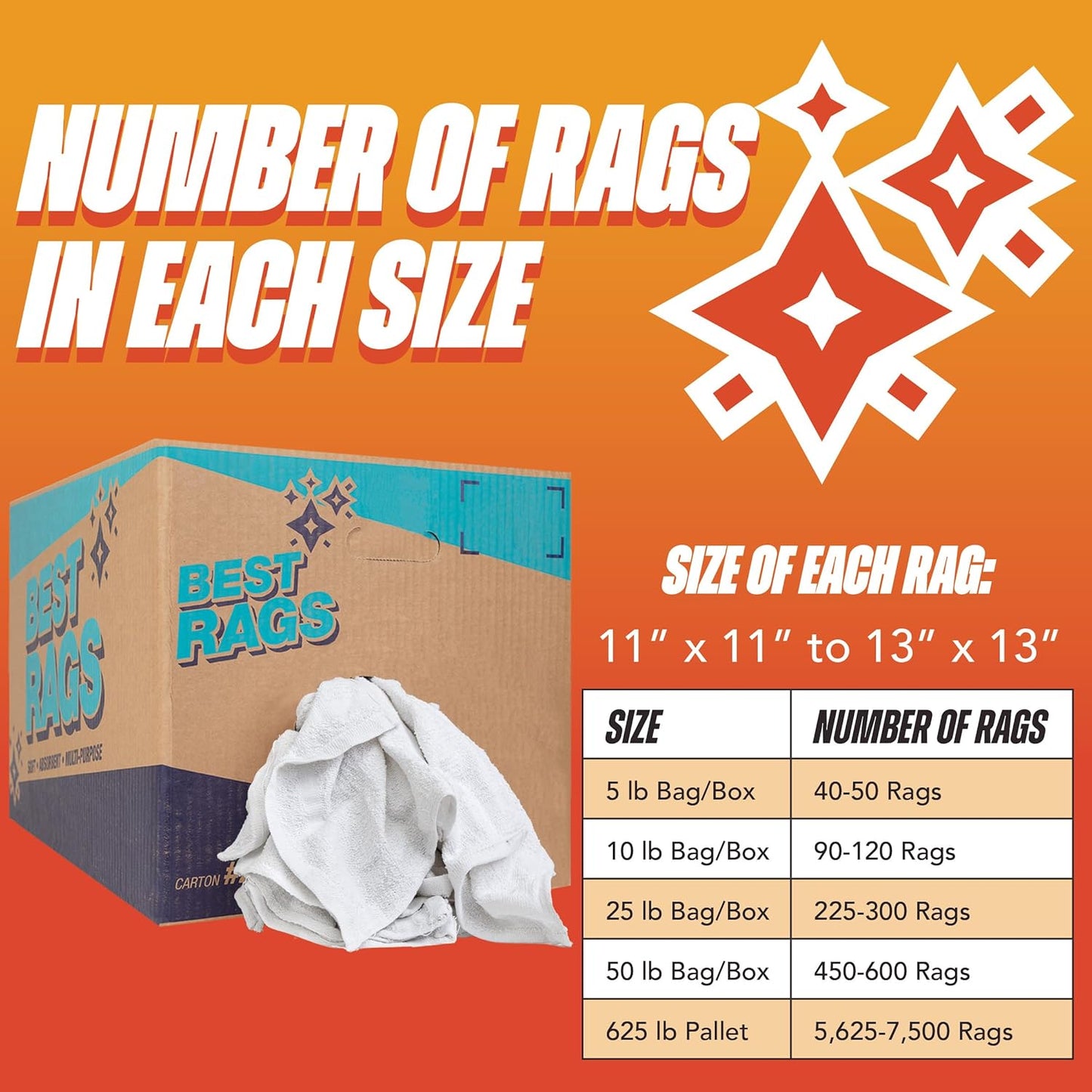 Arkwright W11 Terry Cloth Towels for Cleaning - Case of 25 - Soft Cotton Blend Washable Multi-Purpose Bar Mop, Absorbent & Quick Dry, Bulk Box of Rags for Kitchen, Auto Shop, and Garage, 25 lb, White