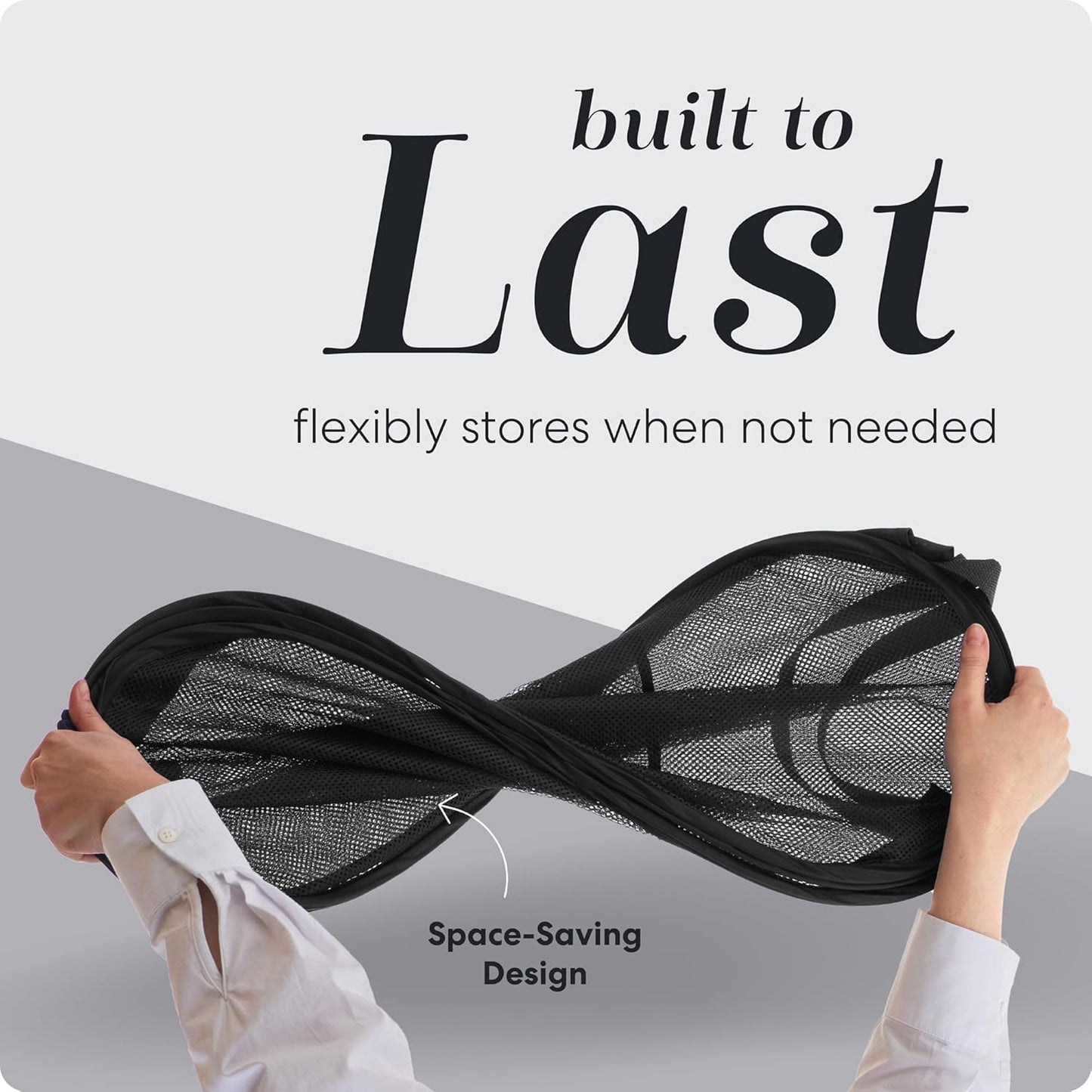 Handy Laundry Collapsible Mesh Pop Up Hamper with Wide Opening and Side Pocket - Breathable, Sturdy, Foldable, and Space-Saving Design for Clothes and Storage (Black)