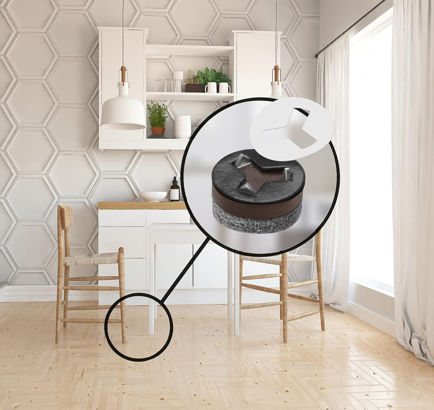 Slipstick GorillaFelt 3/4 Inch Chair Leg Floor Protectors/Felt Glides (Set of 16) Tap On Felt Furniture Pads Guaranteed to Stay On, Round Sliders, CB240-16