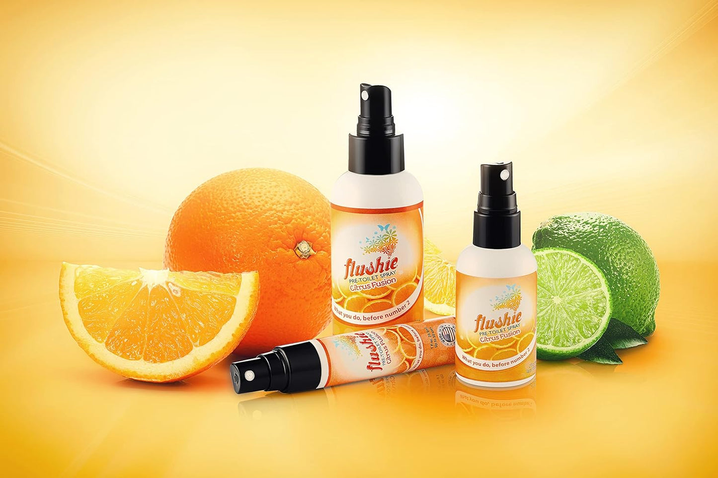 Flushie Pre-Toilet Spray - Travel Size Toilet Deodorizer & Poop Odor Eliminator (Citrus, 1oz 3pack)