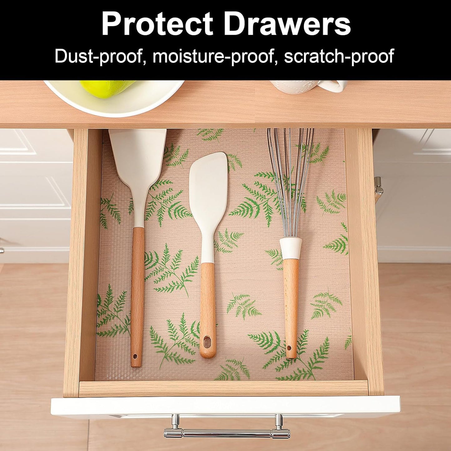 Cooyes Shelf Liner Drawer Liners, Shelf Liners for Kitchen Cabinets, Non Adhesive Cabinet Liner, EVA Waterproof Non-Slip Refrigerator Liners for Kitchen, Drawer