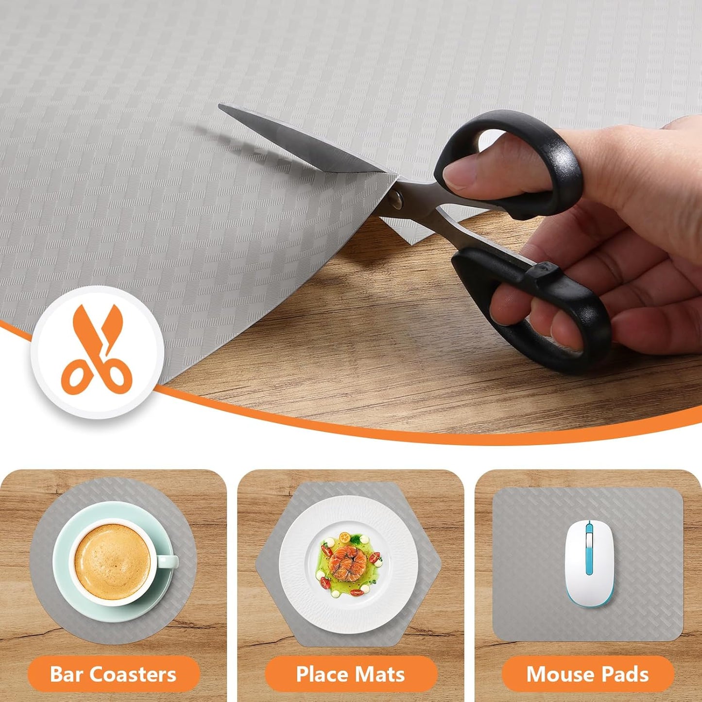 Light Gray Shelf Liners for Kitchen Cabinets Refrigerator Liners Waterproof & Oil-Proof Kitchen Cupboard Liner Drawer Mats EVA Material Non Adhesive Fridge Liner for Shelves 35.4 x 236.2 Inches