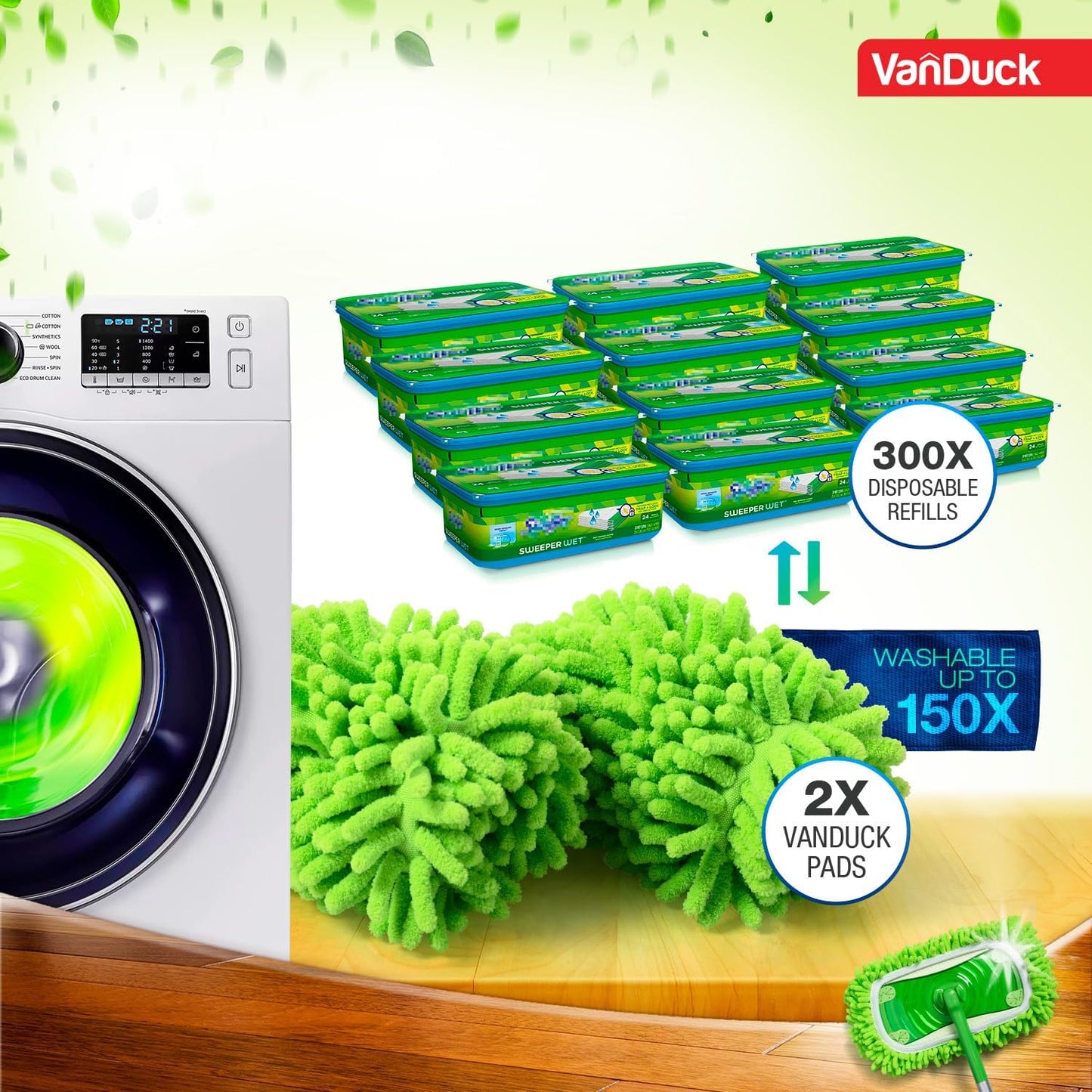 VanDuck Dust Mop Refill Compatible with Swiffer Sweeper (4 Pack) - Microfiber Pet Heavy Duty Dry Cloth Refills - Reusable Mop Pad (Handle is Not Included)