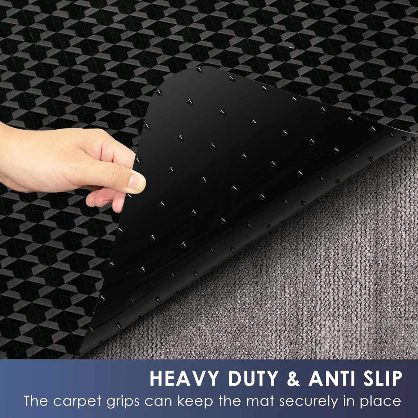 Vicwe Office Chair Mat for Carpet, 63" x 51"Anti-Slip Waterproof Floor Protector Desk Chair Mat for Rolling Chairs, Heavy Duty Chair Mat with Studs,Easy Glide Floor Mat for Home,Gaming