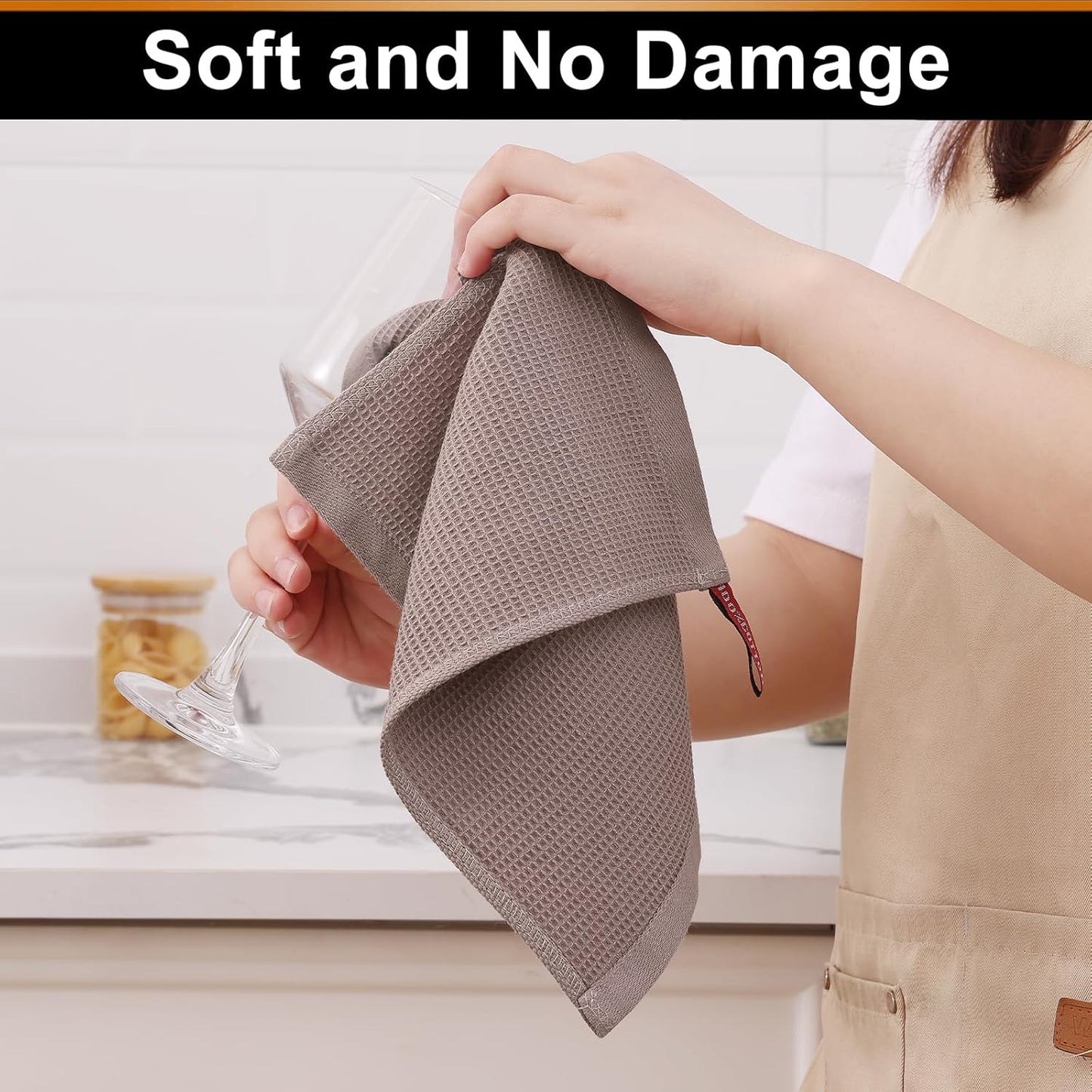 Homaxy 100% Cotton Waffle Weave Dish Cloths - 8 Pack Soft and Absorbent Dish Towels - 12 x 12 Inches Quick Dry Dish Rags - Brown