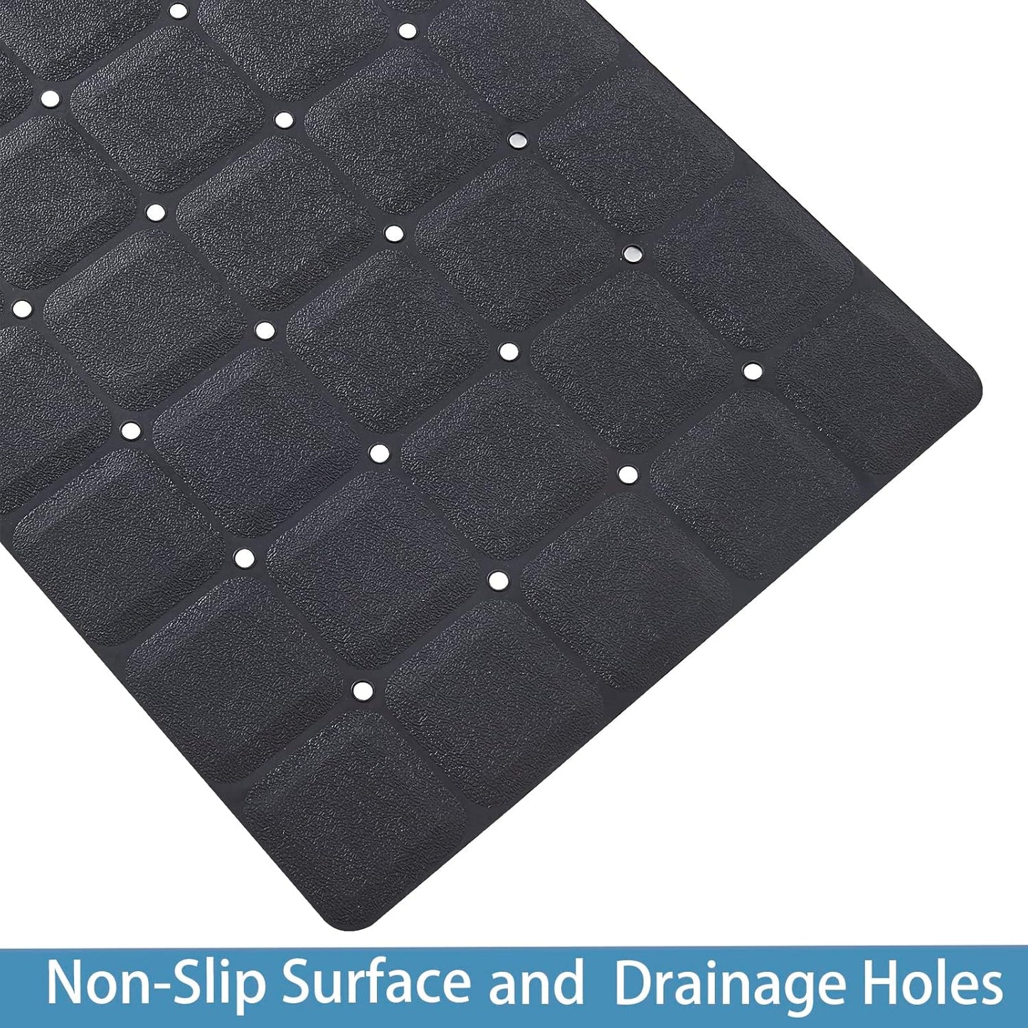 Foldable Silicone Bathtub Mat: Jumbo Size Heavy Duty Safety Bath Mat for Tub Without Suction Cups Non Slip Bath & Shower Mat for Textured, Reglazed, Refinished Tub (Black, 35.8 x 17.7)