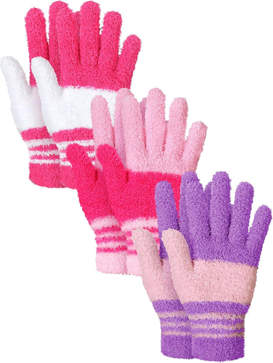 Patelai 3 Pairs Microfiber Plant Dusting Gloves Leaf Cleaning Gloves for Indoor Plants, Blinds, Furniture, House(Medium,White, Pink, Purple, Rose Red)