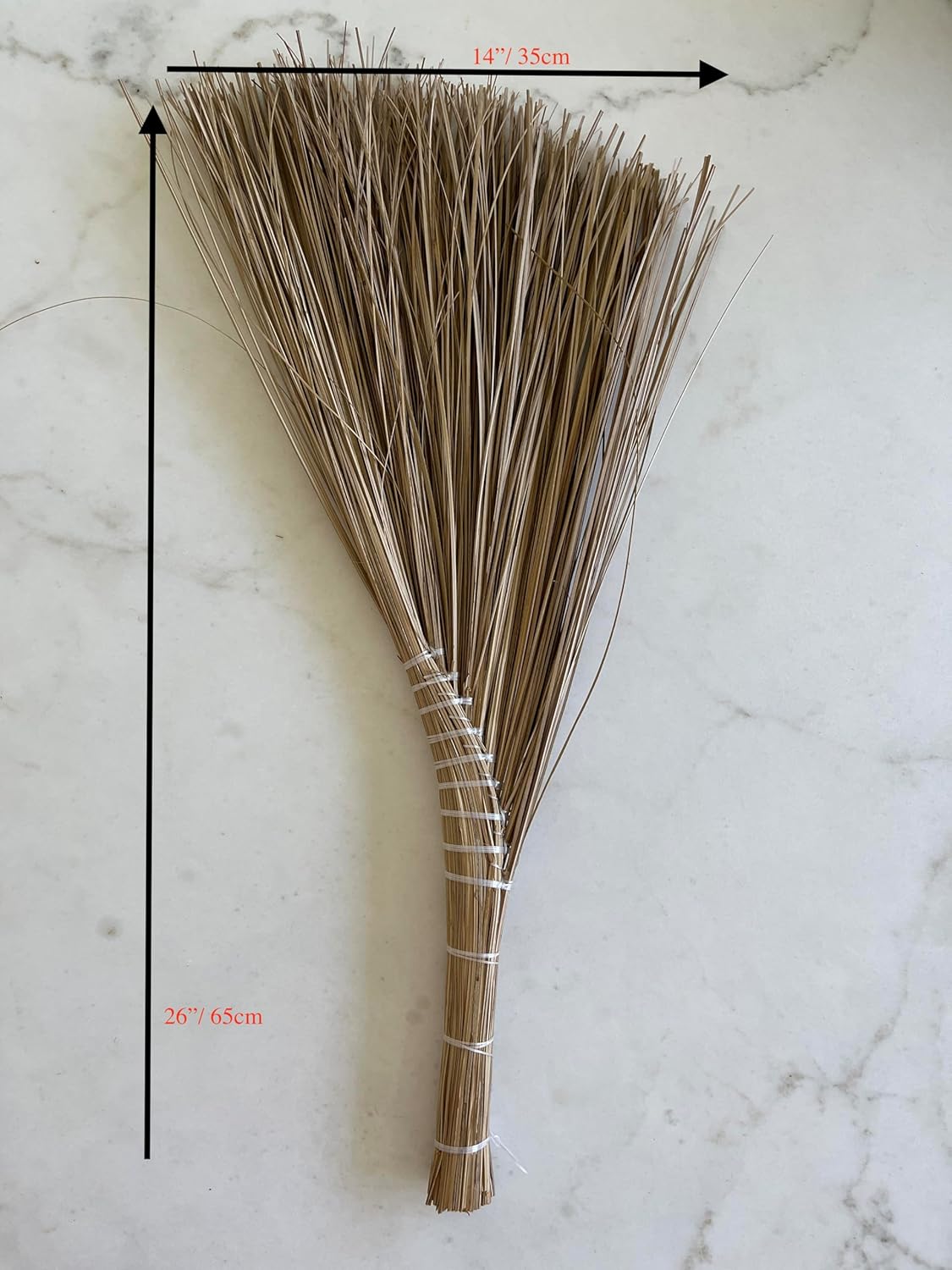 Vietnamese Natural Straw Broom/Handmade Coconut Leaf Broom for Outdoor, Patio, Driveway, Garden, Fireplace (26" Length)