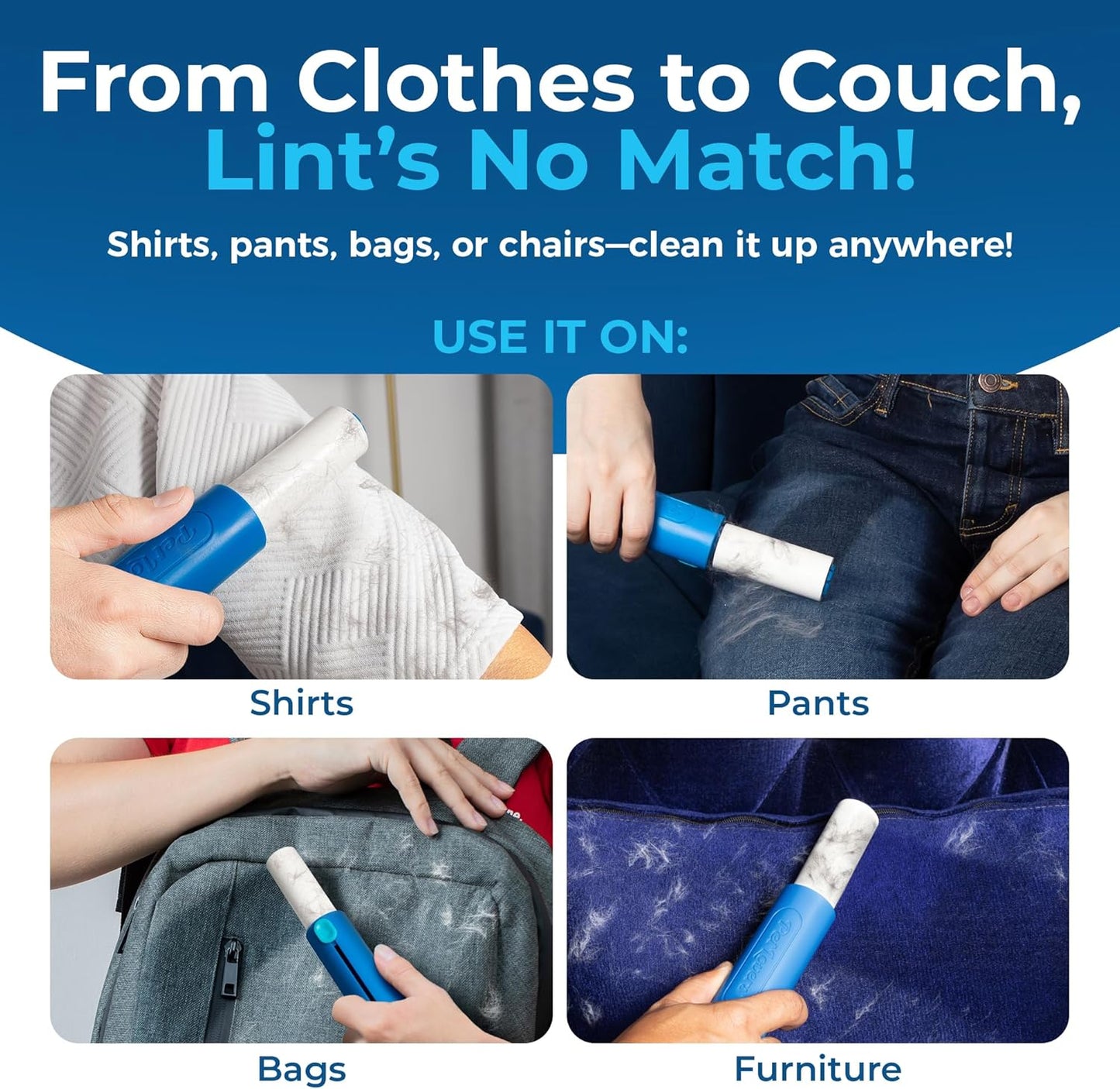 PetLovers Mini Lint Roller Travel Size 50 Sheets – Compact pet Hair Remover for Dog and cat Fur. Lightweight Design Ideal for Clothes Furniture and car. Perfect for Quick and Easy on The go Cleaning