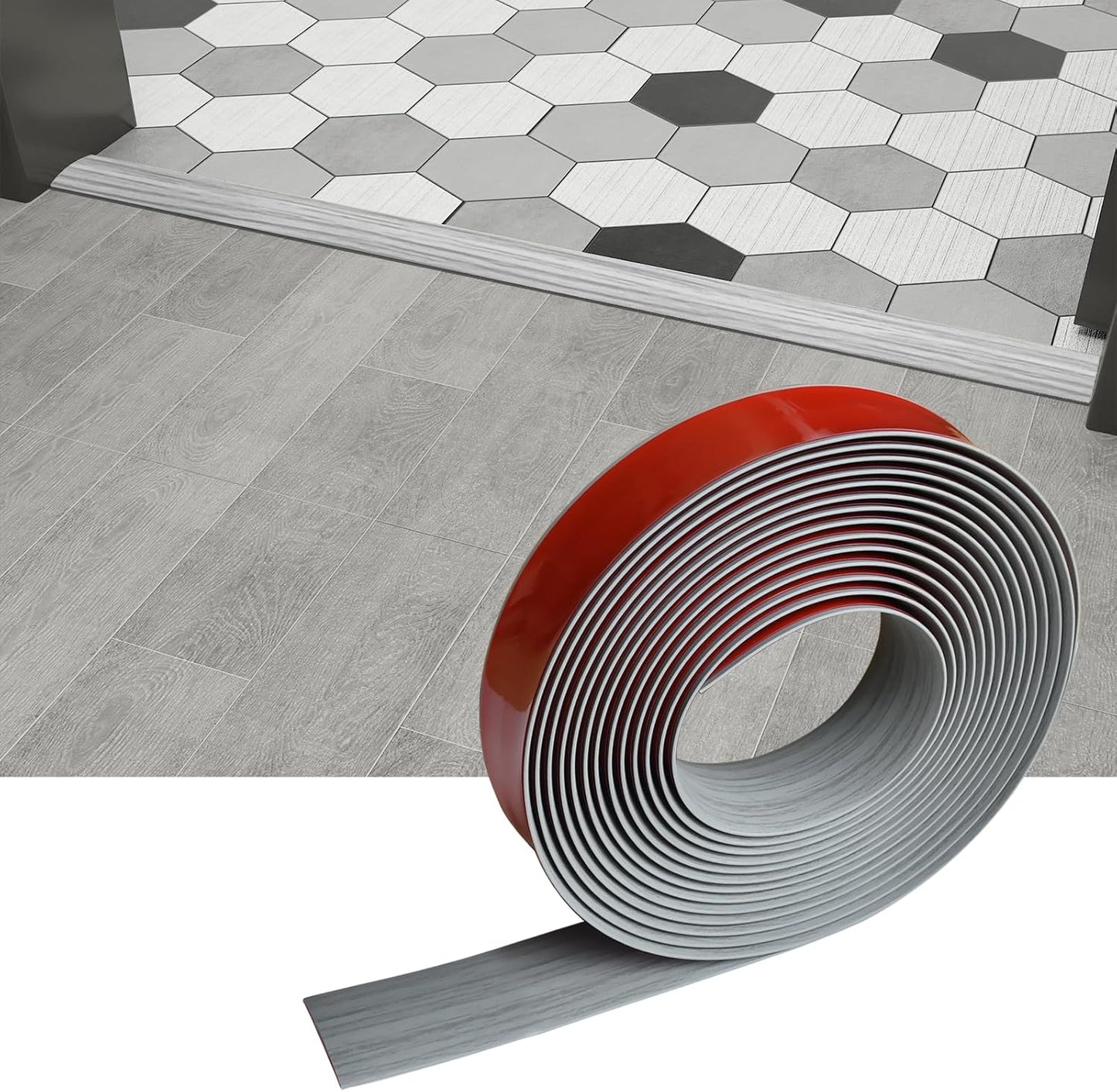 Floor/Door Flat Transition Strip & Self-Adhesive Vinyl Edge Trim - Laminate Gap Covering Joining Strip