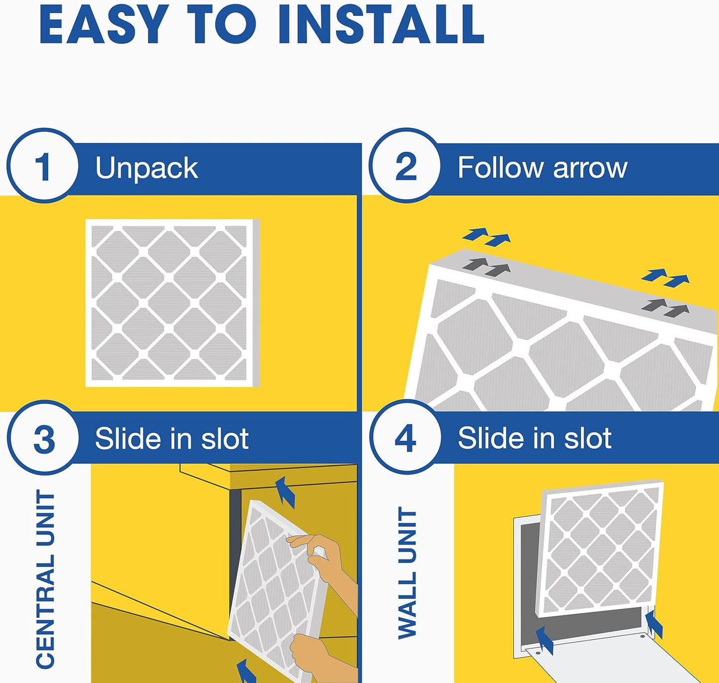 Aerostar 21.5x21.5x1 MERV 11-6 Count - Pleated Furnace & Air Conditioner Filters - Removes Dust, Cold & Flu Germs, Lint, Mold, Pet Dander, Allergy-Causing Pollen, Smog & Smoke