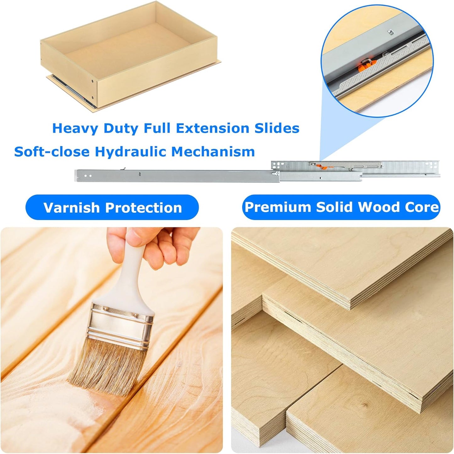 WelFurGeer Soft Close Pull Out Drawers for Cabinets, 20" W x 22" D Pull Out Cabinet Organizer, Bottom Mount Cabinet Roll Out Drawers, Durable Pullout Drawer for Home & Kitchen Organization