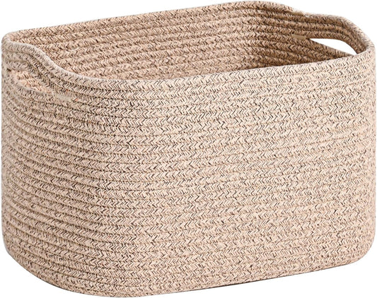 Woven Cotton Rope Storage Basket for Organizing, Cute Decorative Baskets for Gifts Empty, Organizer Bins for Dog Toy, Baby Laundry, 17“×13”×9.5“, Brown