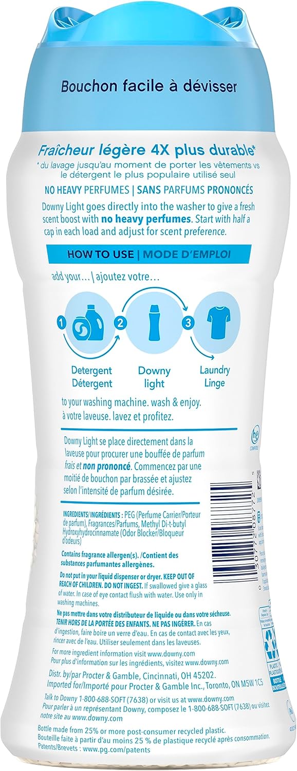 Downy Light Laundry Scent Booster Beads for Washer, Ocean Mist, 13.4 oz, with No Heavy Perfumes