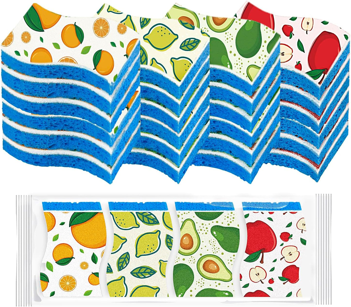 AIDEA Sponges Kitchen, Non-Scratch Scrub Sponge-24Count, Sponges for Non-Stick Cookware, Cellulose Sponge for Dishes, Cleans Fast Without Scratching, Cleaning Power for Kitchen, Bathroom, Household