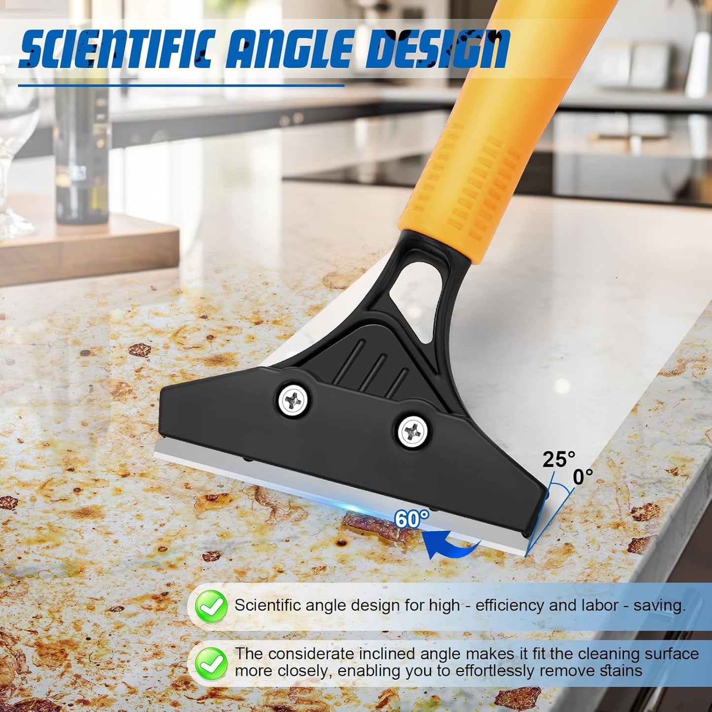 Floor Scraper Heavy Duty with Long Handle, 4 Inch Razor Blade Floor Scraper with 10PCS Extra Metal Blades,Paint Scrapers for Cleaning Wall Glass Tile Floor Paint Gum Stains Stickers Linoleum