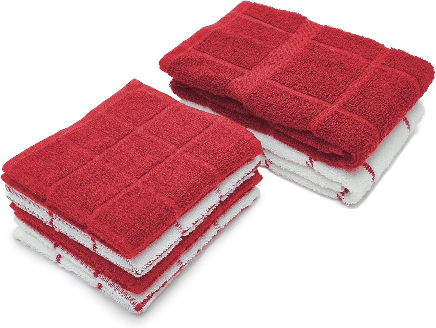 100% Cotton Kitchen Towels and dishcloths Sets, Super Soft & Absorbent, Dish Cloths for Washing Dishes, Dish Towel for Kitchen, 2 RED Dish Towels and 4 RED Dish Cloths