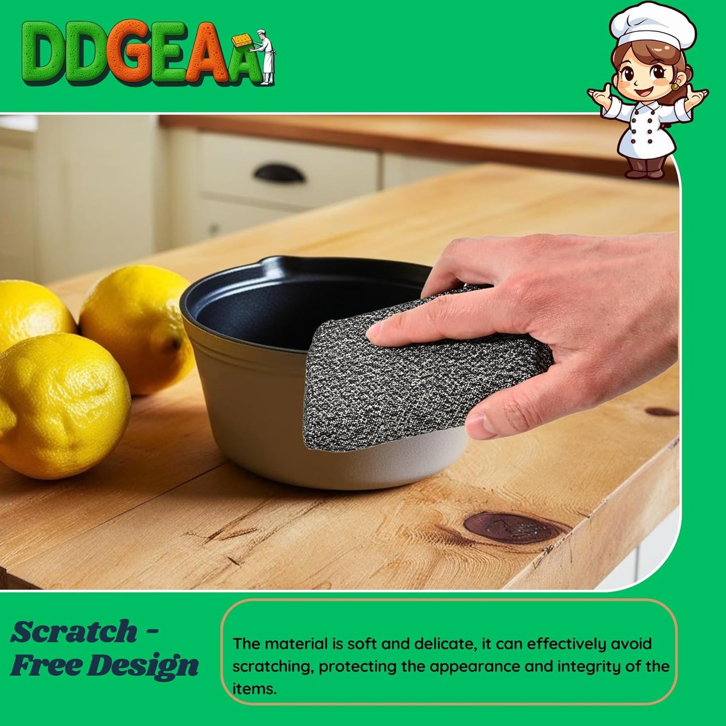 Heavy - Duty Kitchen Sponge - 20 Times More Durable, Scratch Free, Suitable for Non - Stick Cookware - Cut - Resistant, Multi - Purpose Cleaning Supplies for Home (4 Pack, Grey)