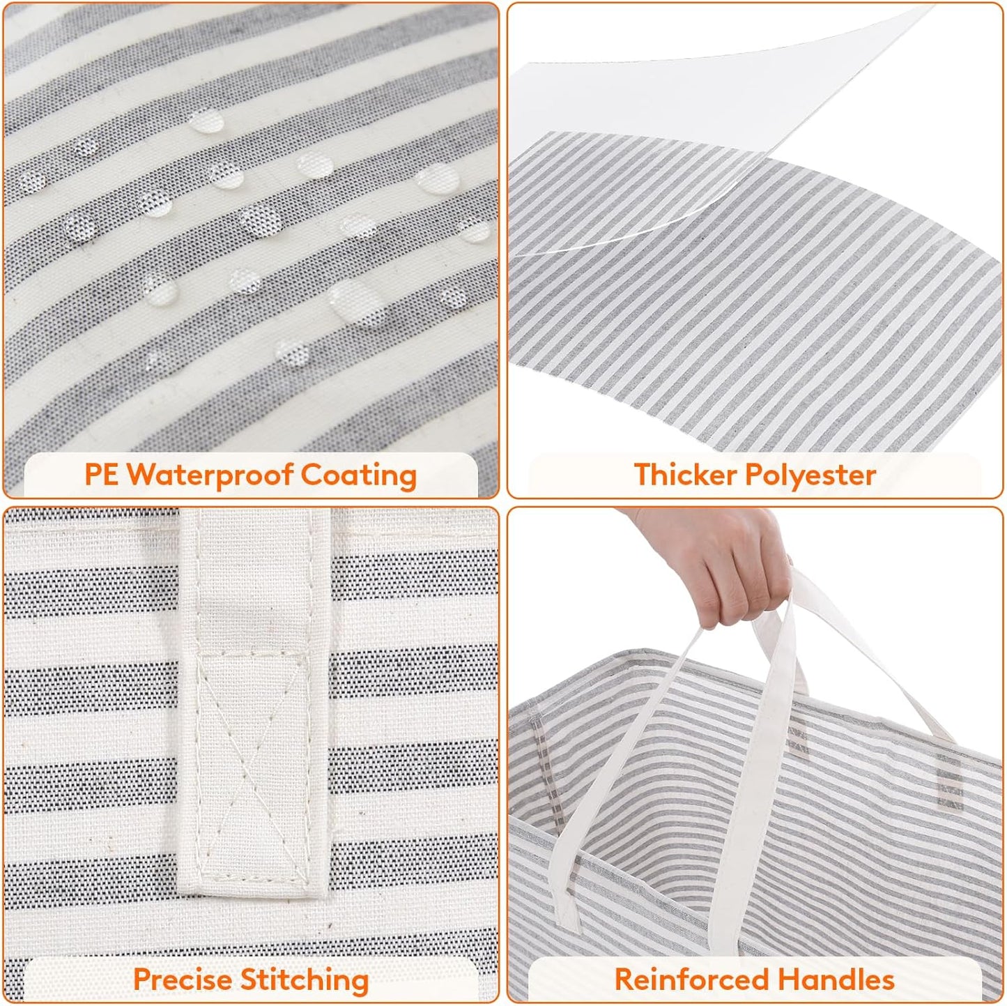 Lifewit 3 Pack Laundry Hamper Large Collapsible Laundry Baskets, Freestanding Waterproof Clothes Hamper with Easy Carry Handles in Laundry Room Bedroom Bathroom College Dorm for Adults, Gray, 3 x 125L