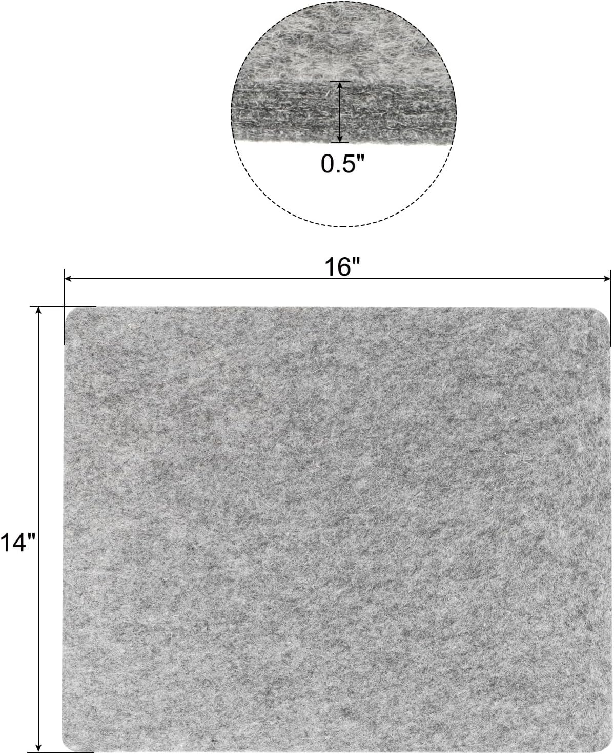 PATIKIL Wool Pressing Mat, 16" x 14" Wool Ironing Pad Blanket 0.5" Thickened Heat Resistant Quilting Ironing Pad for Quilters Sewing Craft, Grey