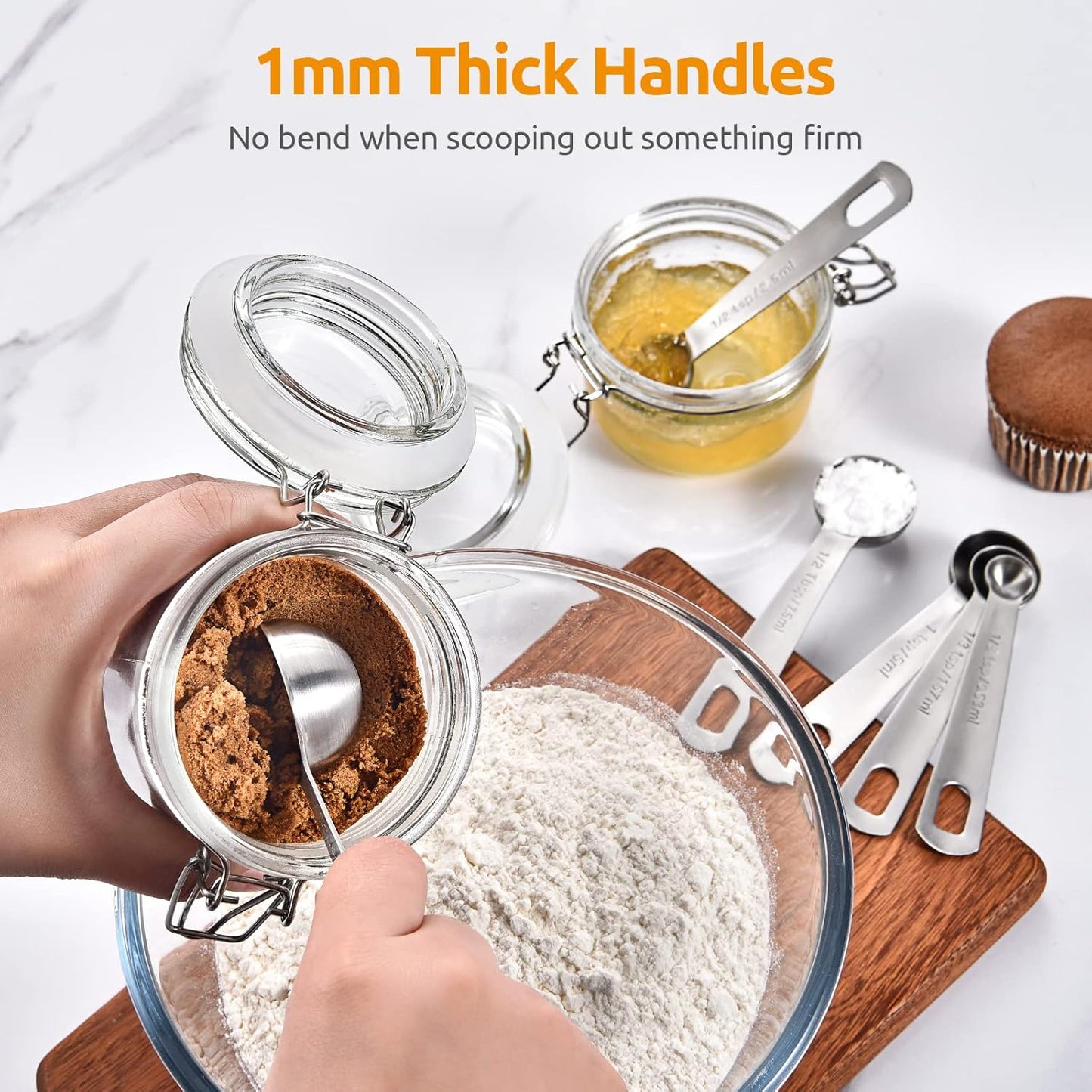 U-Taste 18/8 Stainless Steel Measuring Spoons Set: 7 Piece - 1/8, 1/4, 1/2, 3/4 tsp, 1 tsp, 1/2 & 1 tbsp for Dry & Liquid Ingredients