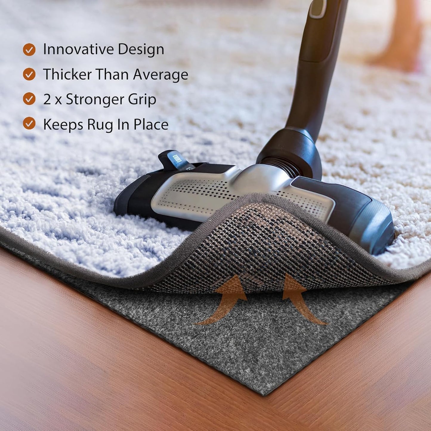 Felt Rug Pad, 3 x 5 Ft Rubber Non-Slip Rug Pad Gripper, Keep Rugs Secure and in Place, Extra Strong Under Carpet Mat Cushion - for All Floors