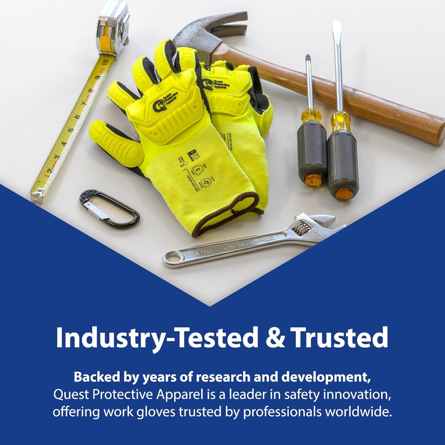 Quest Protective Apparel - High Visibility Cut Resistant Work Gloves - Puncture Resistant Safety Gloves for Men and Women X Large, 1 Pair