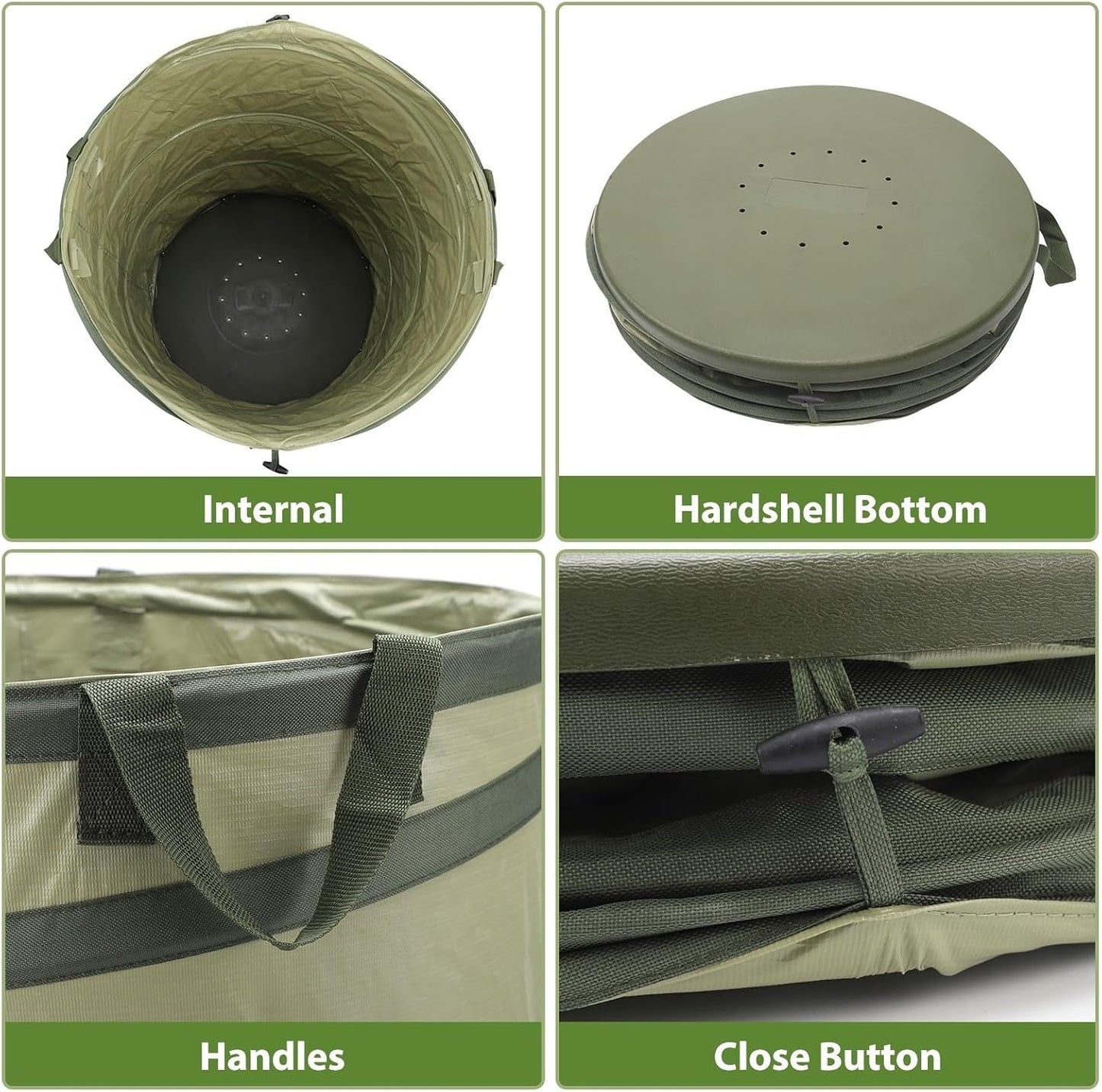 YUDI & GARDEN 45 Gallon Hard Bottom Collapsible Garden Bag｜Collapsible Trash Can｜Camping Trash Can, for Collecting Weeds or Party and Yard Waste