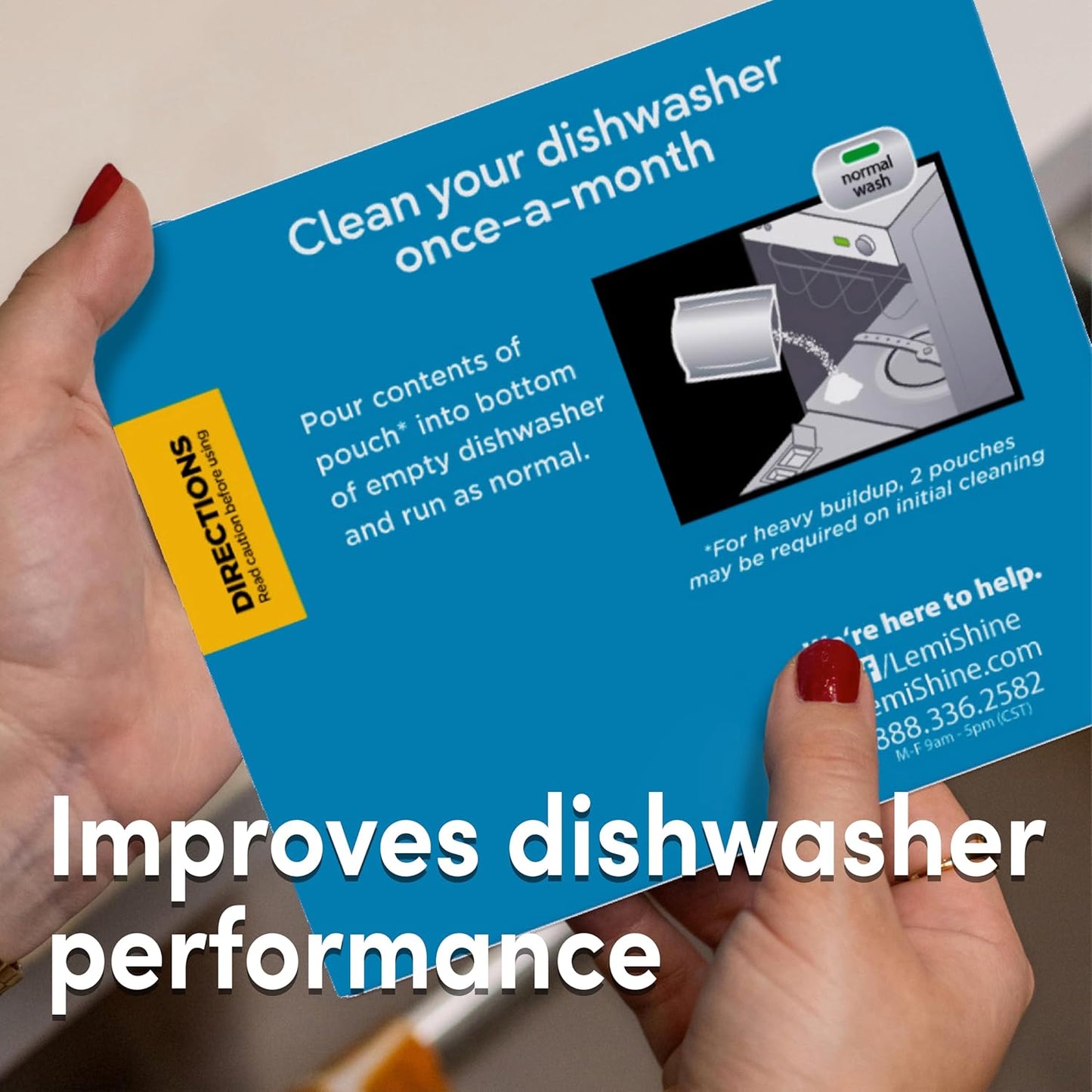 Lemi Shine Natural Dishwasher Cleaner - Hard Water Citric Acid Cleaning Powder - Lemon Scented Eco-Friendly Dishwasher Cleaner & Deodorizer - 14.08 oz (8 Pack)