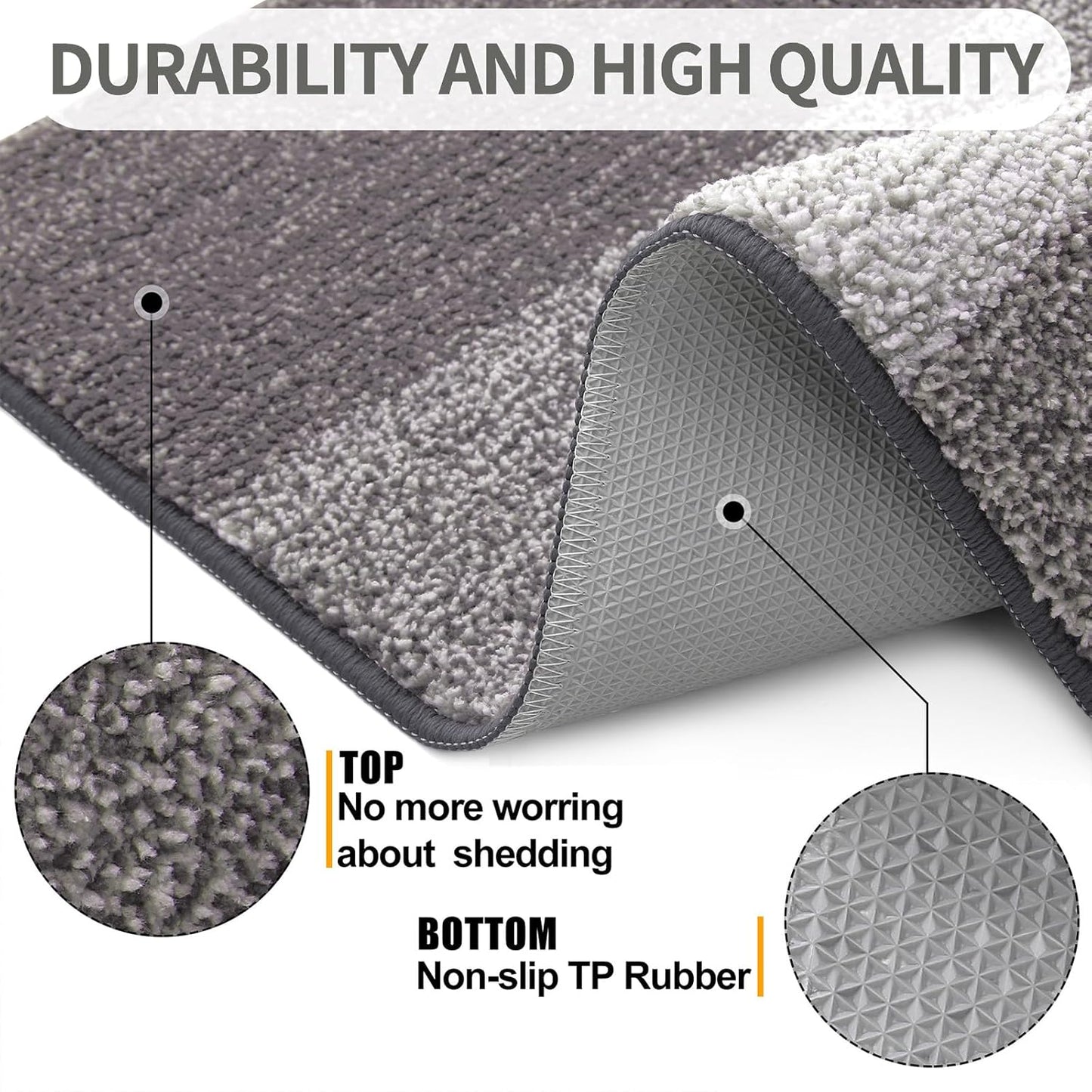 Kitinjoy Indoor Outdoor Door Mat, 59x20 Non-Slip Absorbent Dirt Trapper, Low-Profile Washable Inside Entrance Front Floor Mat, Sturdy Soft Entry Doormats for Entryway, Light Grey