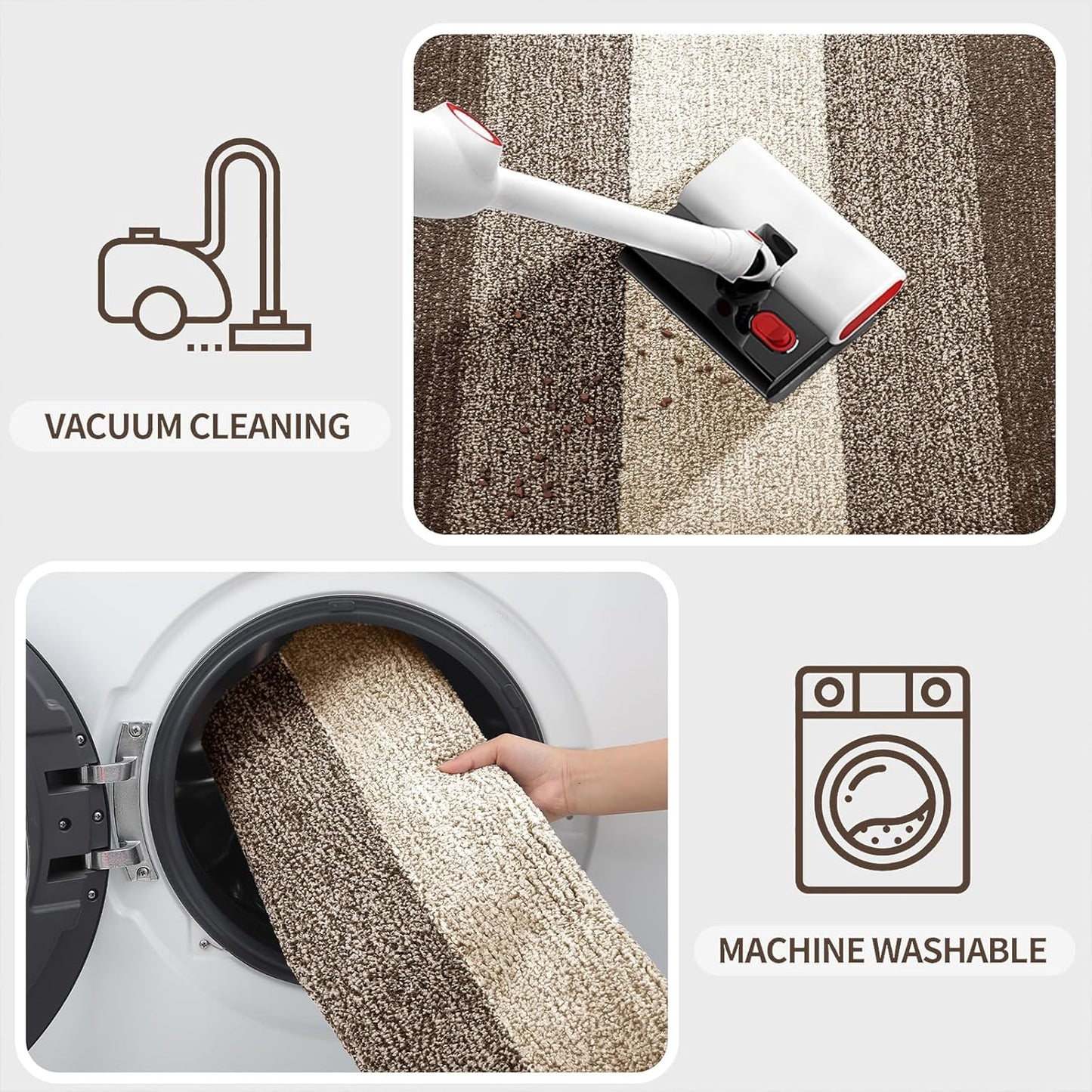 Kitinjoy Indoor Outdoor Door Mat, 48x32 Non-Slip Absorbent Dirt Trapper, Low-Profile Washable Inside Entrance Front Floor Mat, Sturdy Soft Entry Doormats for Entryway, Light Brown