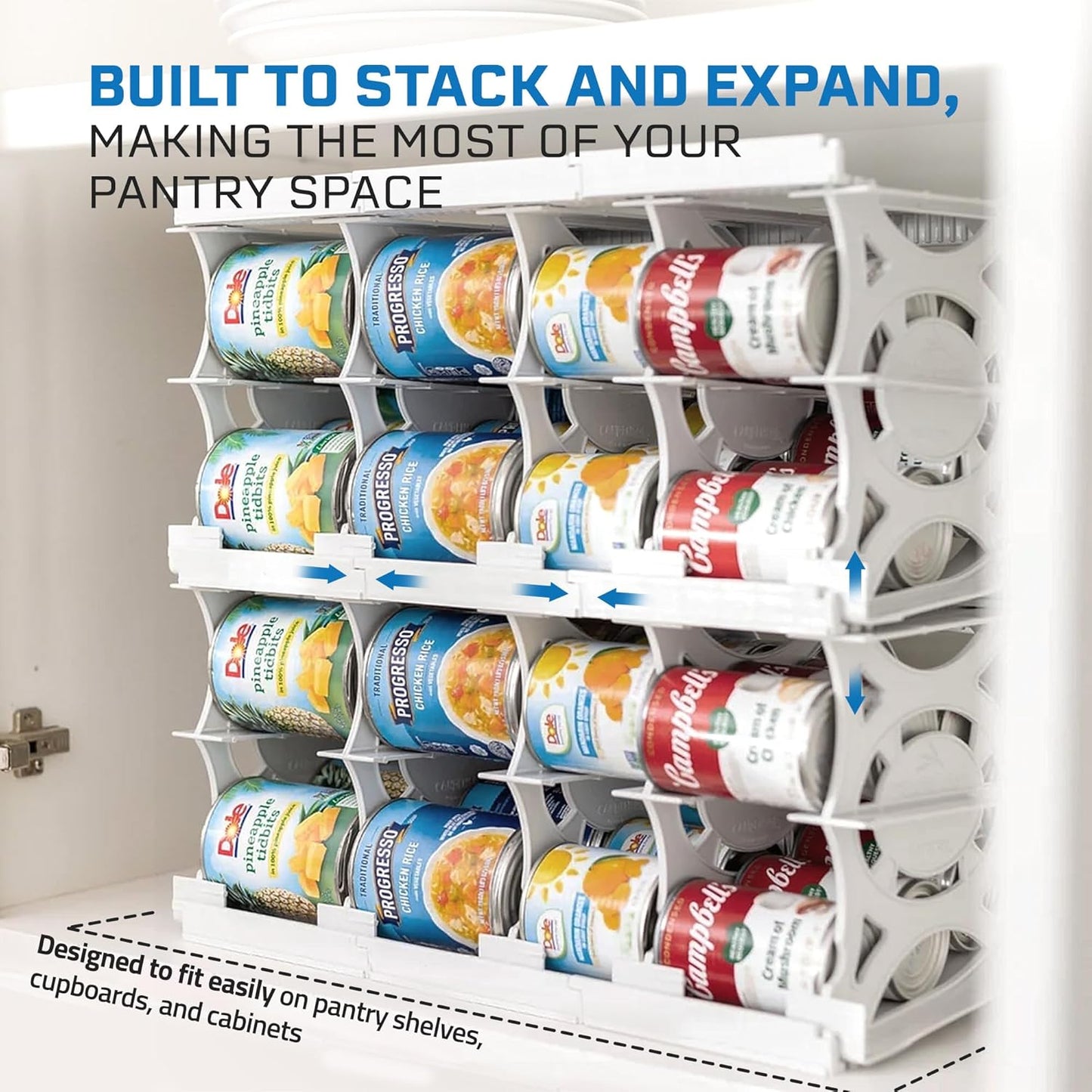 Shelf Reliance Cansolidator Pantry - 1-Pack Can Organizer for Pantry, Stackable Soda Can Storage for Kitchen, Holds 40 Cans of Food or Soda