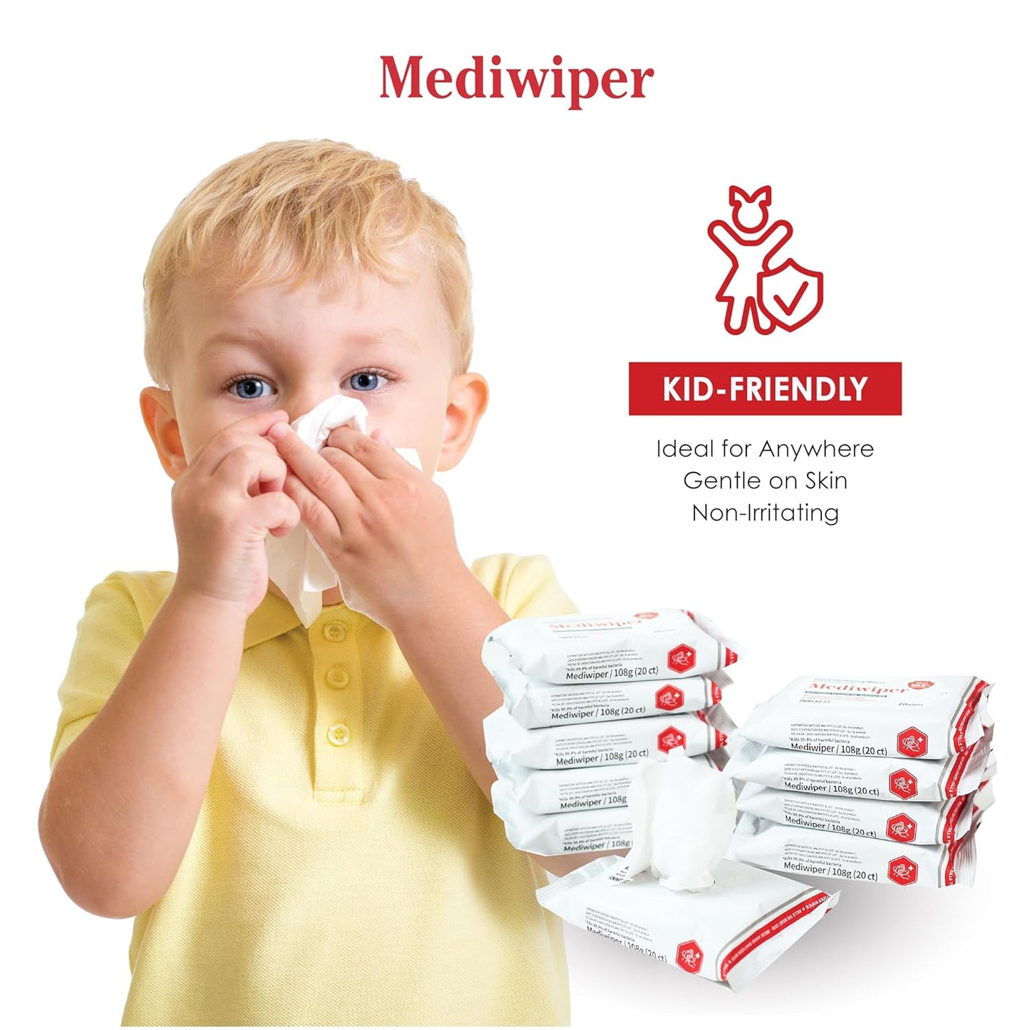 Mediwiper - 160 Wipes (80 * 2PK) Alcohol-Free Sanitizing Wipes Disinfecting Large Unscented Wet Wipes Bulk, Hand Sanitizer