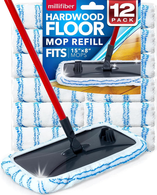 Microfiber Mop Refills 15x8 Inches, 12-Pack (Mop is Not Included)